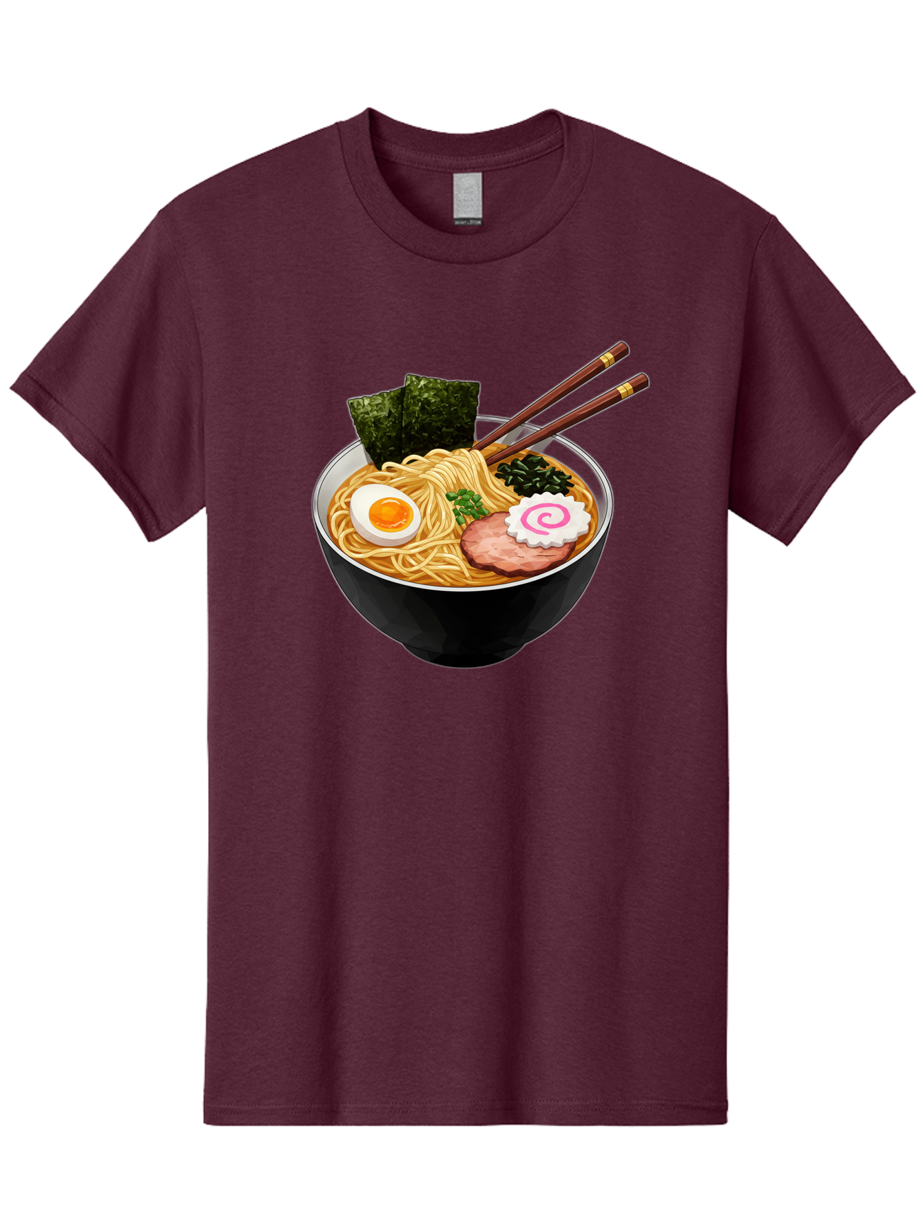 Ramen-Noodles-1 Men'S Graphic Tee, 100% Cotton, Comfortable Casual Summer Wear, Machine Washable, Bowl Of Ramen, Steaming Hot Noodles, Savory Broth, Boiled Egg, Sliced Pork, Seaweed, Green Onions, Fish Cake, Chopsticks, Asian Cuisine, Bae718