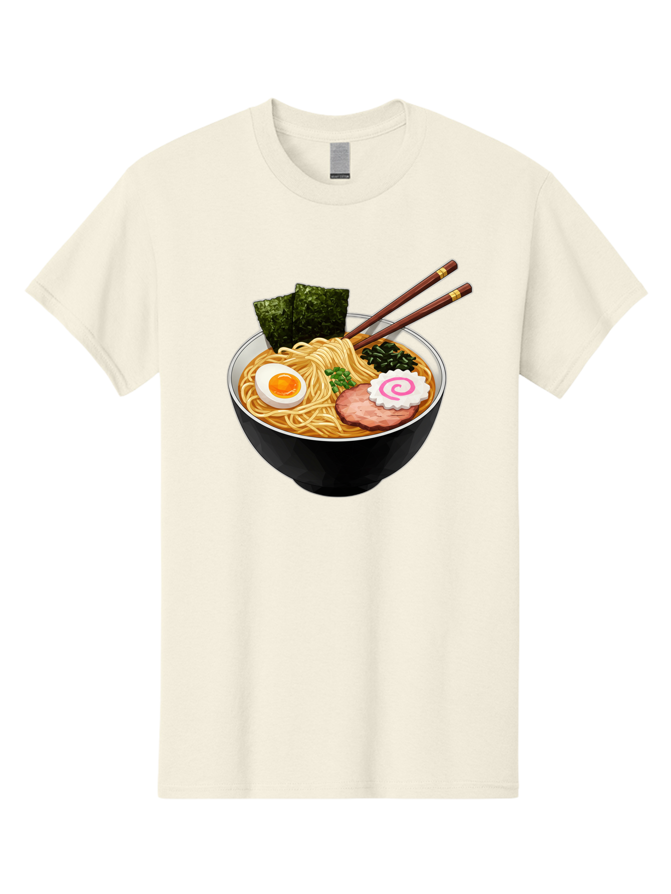Ramen-Noodles-1 Men'S Graphic Tee, 100% Cotton, Comfortable Casual Summer Wear, Machine Washable, Bowl Of Ramen, Steaming Hot Noodles, Savory Broth, Boiled Egg, Sliced Pork, Seaweed, Green Onions, Fish Cake, Chopsticks, Asian Cuisine, Bae718