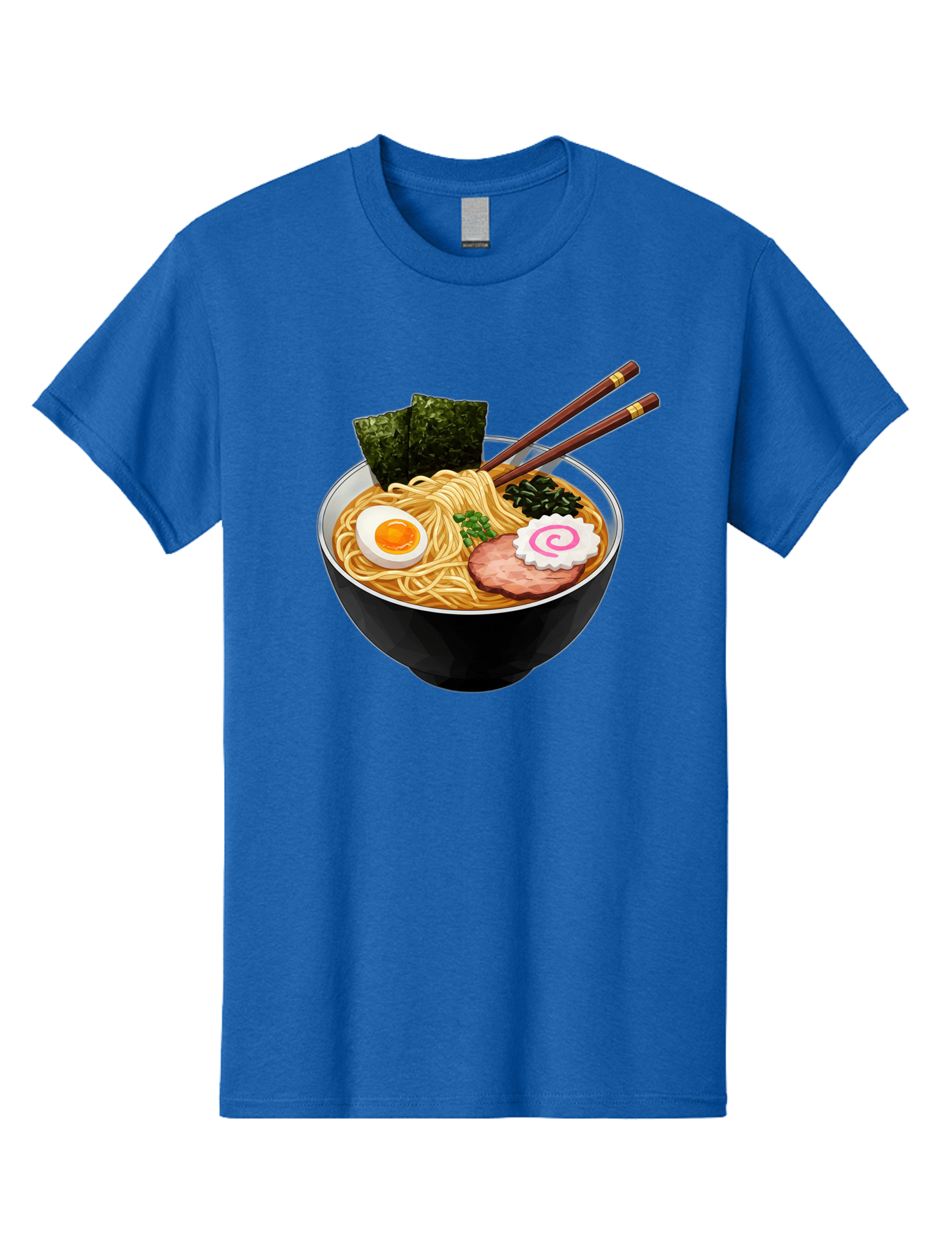 Ramen-Noodles-1 Men'S Graphic Tee, 100% Cotton, Comfortable Casual Summer Wear, Machine Washable, Bowl Of Ramen, Steaming Hot Noodles, Savory Broth, Boiled Egg, Sliced Pork, Seaweed, Green Onions, Fish Cake, Chopsticks, Asian Cuisine, Bae718