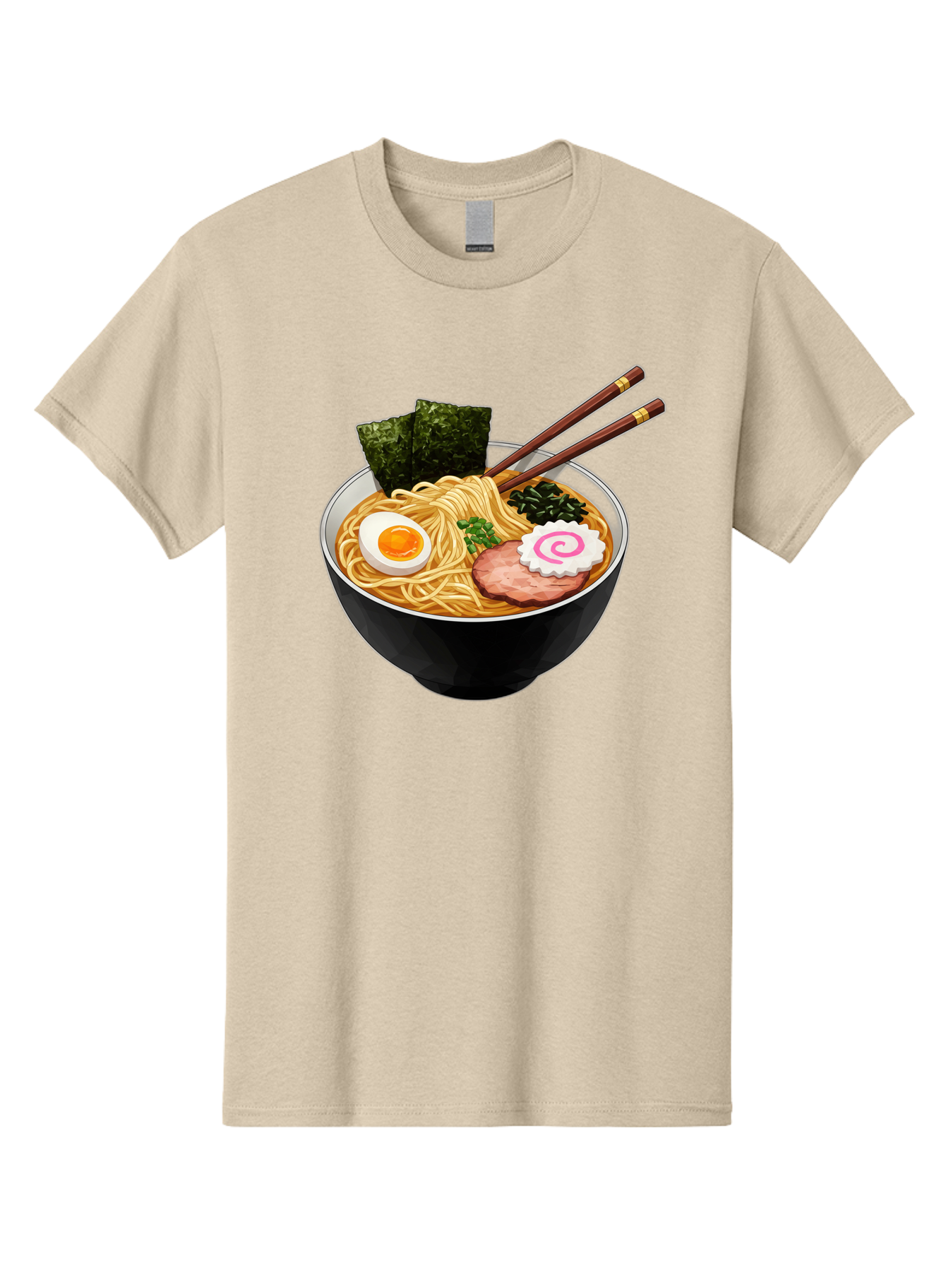 Ramen-Noodles-1 Men'S Graphic Tee, 100% Cotton, Comfortable Casual Summer Wear, Machine Washable, Bowl Of Ramen, Steaming Hot Noodles, Savory Broth, Boiled Egg, Sliced Pork, Seaweed, Green Onions, Fish Cake, Chopsticks, Asian Cuisine, Bae718