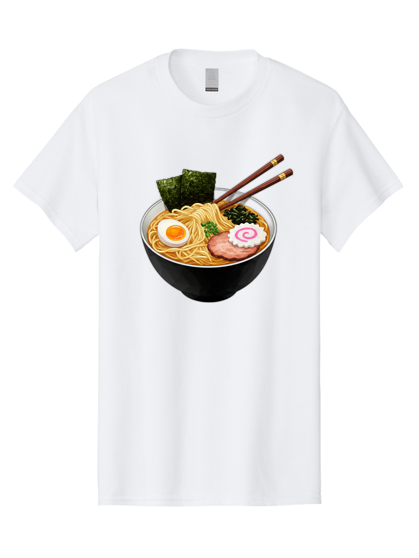 Ramen-Noodles-1 Men'S Graphic Tee, 100% Cotton, Comfortable Casual Summer Wear, Machine Washable, Bowl Of Ramen, Steaming Hot Noodles, Savory Broth, Boiled Egg, Sliced Pork, Seaweed, Green Onions, Fish Cake, Chopsticks, Asian Cuisine, Bae718