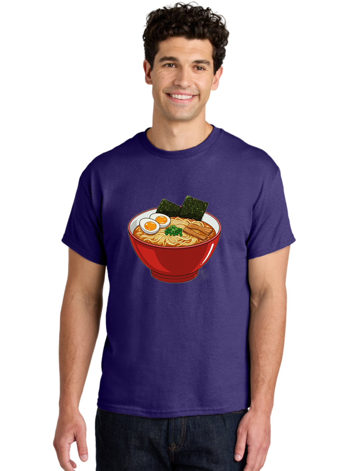 Ramen-Noodles-Bowl Men'S Graphic Tee, 100% Cotton, Comfortable Casual Summer Wear, Machine Washable, Steaming Hot Ramen, Savory Broth, Boiled Egg, Seaweed, Green Onions, Bamboo Shoots, Japanese Cuisine, Comfort Food, Noodle Soup, Asian Flavors Bae720