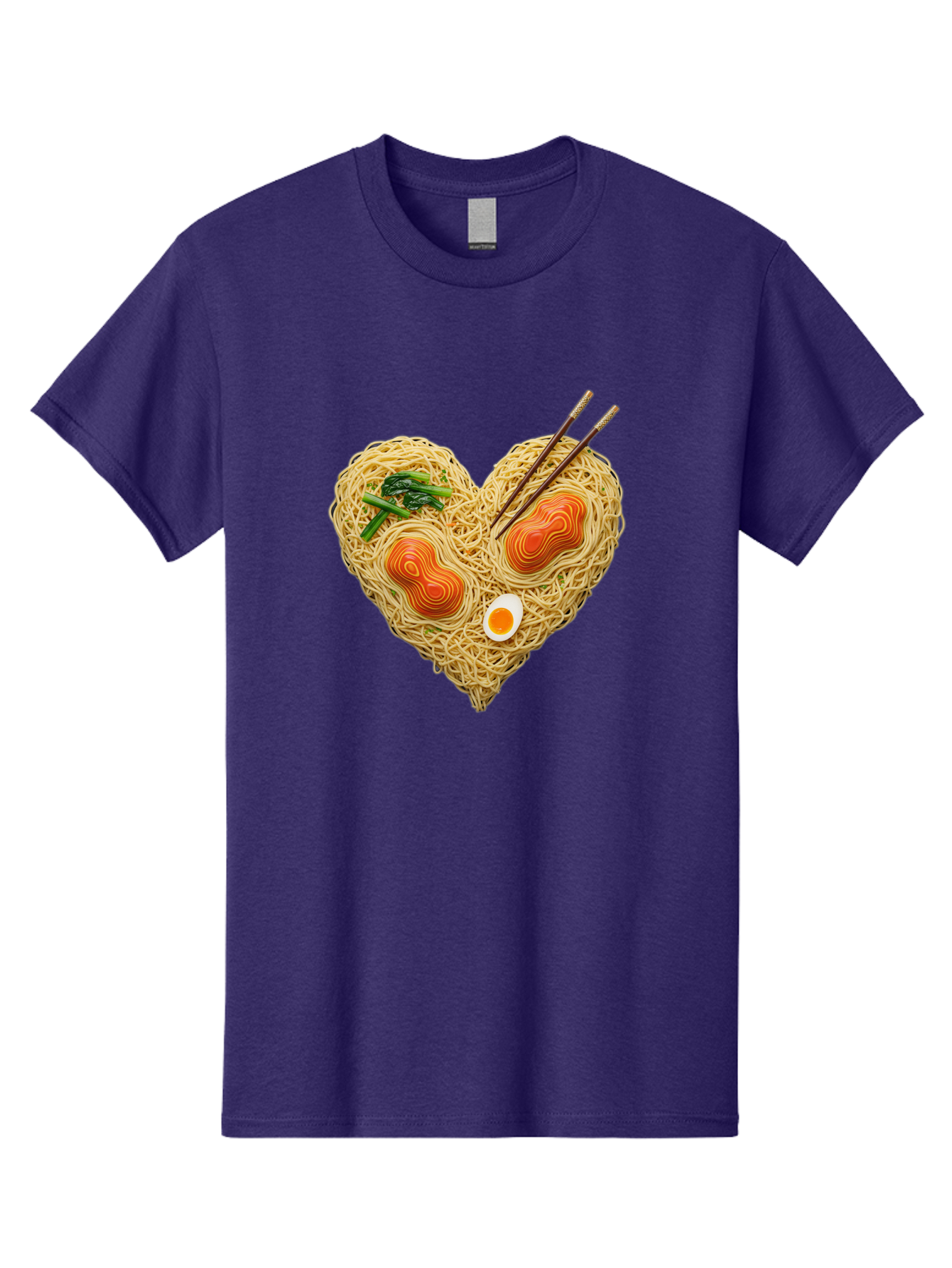 Ramen-Noodles-Heart-1 Men'S Graphic Tee, 100% Cotton, Comfortable Casual Summer Wear, Machine Washable, Ramen Noodles, Heart-Shaped Noodles, Asian Cuisine, Delicious Meal, Savory Flavors, Boiled Egg, Chopsticks, Green Vegetables Bae721