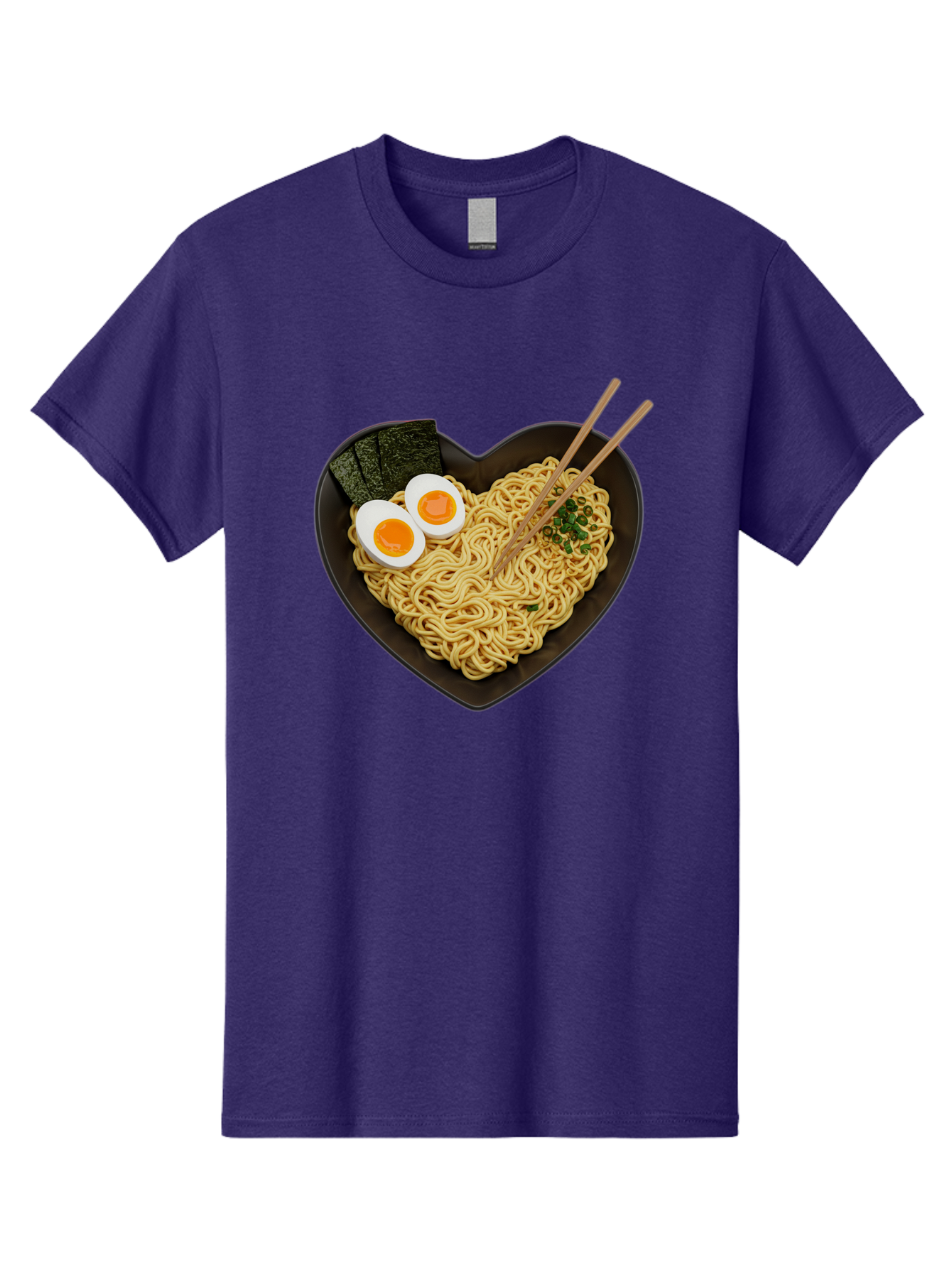 Ramen-Noodles-Heart-Shaped-Bowl Men'S Graphic Tee, 100% Cotton, Comfortable Casual Summer Wear, Machine Washable, Ramen Noodles, Heart-Shaped Bowl, Soft-Boiled Eggs, Seaweed, Chopsticks, Asian Cuisine, Comfort Food, Savory Dish, Noodle Soup, Bae722