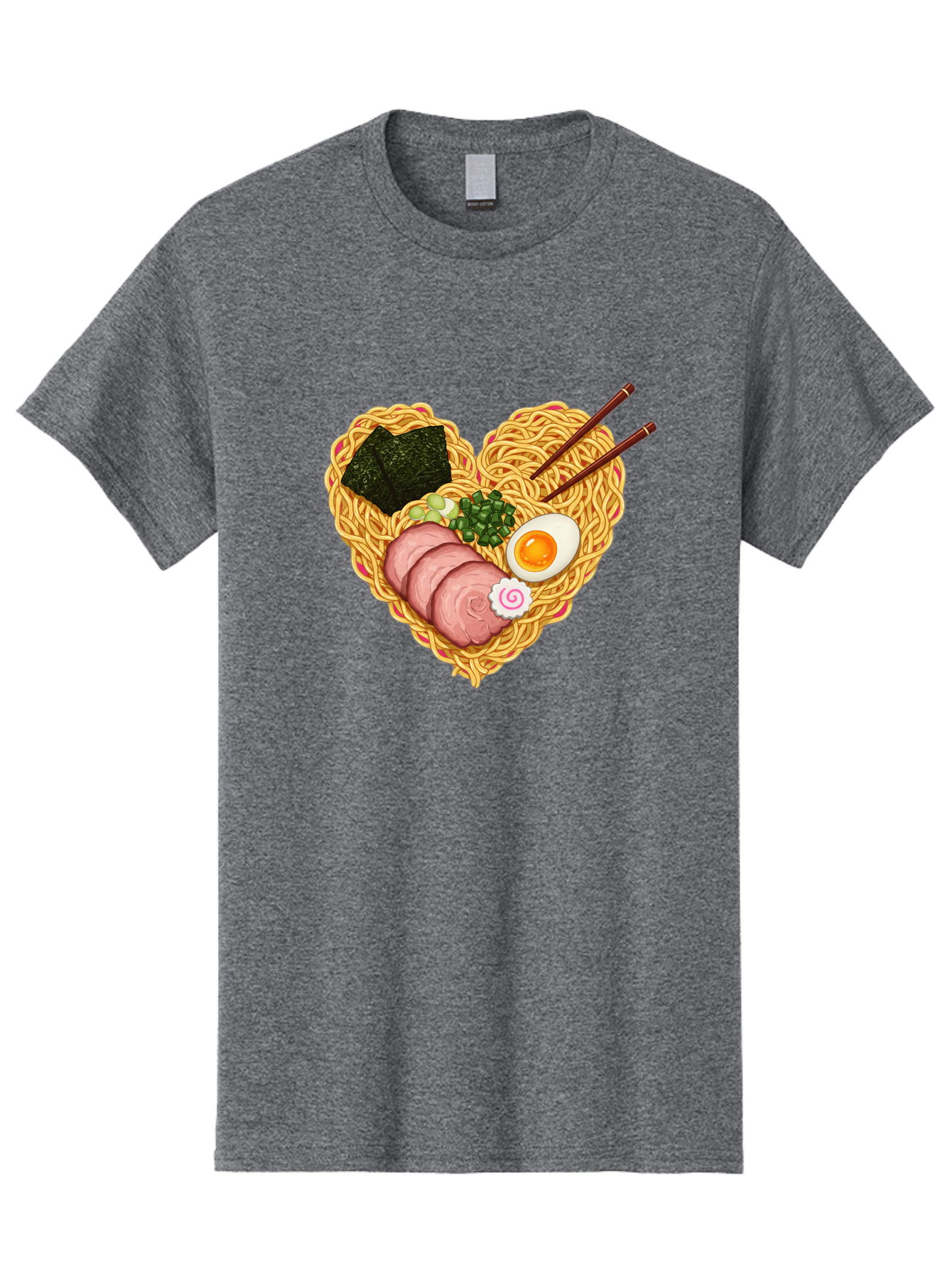 Ramen-Noodles Men'S Graphic Tee, 100% Cotton, Comfortable Casual Summer Wear, Machine Washable, Ramen Noodles, Sliced Meat, Boiled Egg, Seaweed, Green Onions, Fish Cake, Japanese Cuisine, Noodle Soup, Chopsticks, Food Art, Culinary Creativity, Bae724