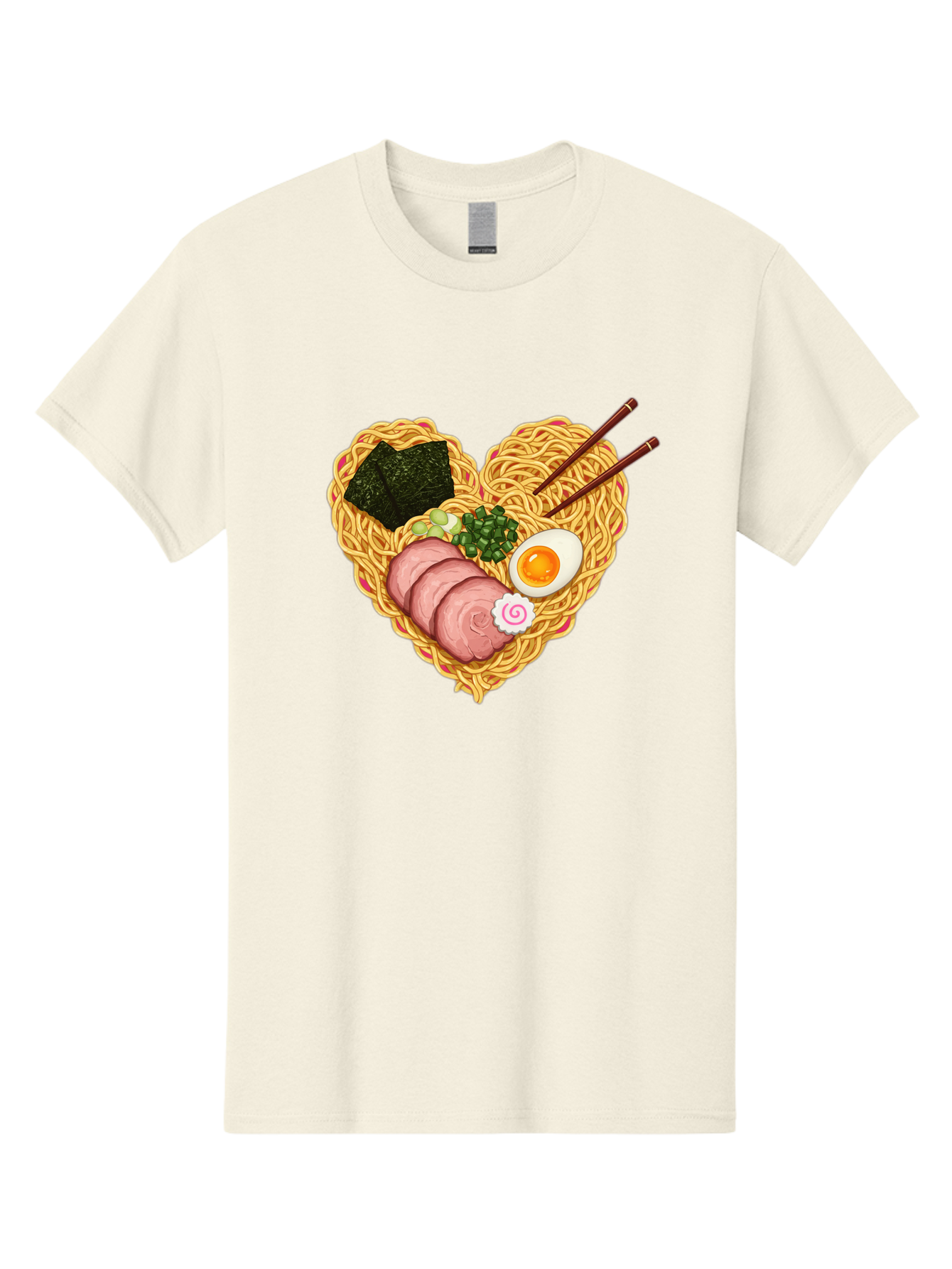 Ramen-Noodles Men'S Graphic Tee, 100% Cotton, Comfortable Casual Summer Wear, Machine Washable, Ramen Noodles, Sliced Meat, Boiled Egg, Seaweed, Green Onions, Fish Cake, Japanese Cuisine, Noodle Soup, Chopsticks, Food Art, Culinary Creativity, Bae724