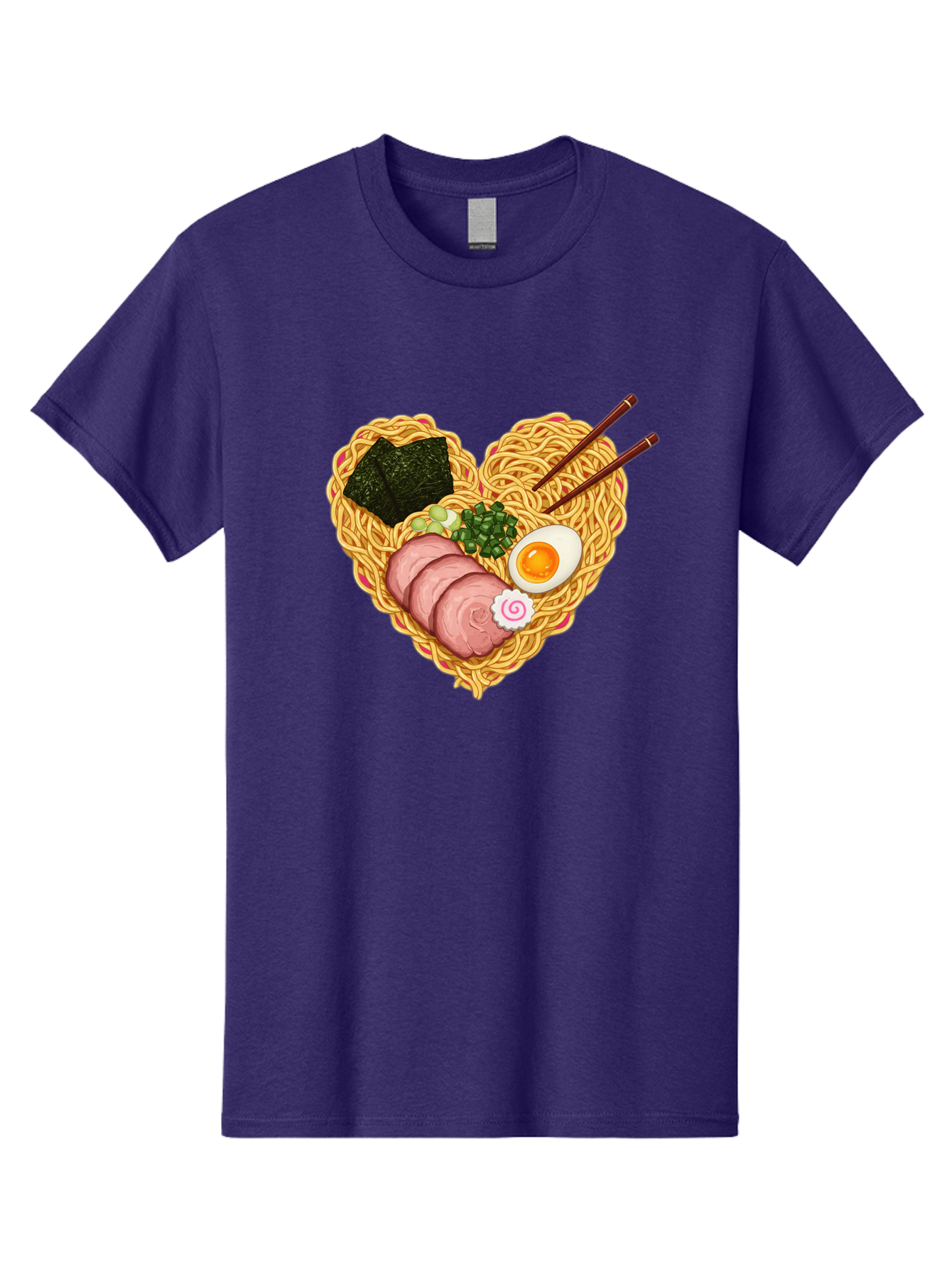 Ramen-Noodles Men'S Graphic Tee, 100% Cotton, Comfortable Casual Summer Wear, Machine Washable, Ramen Noodles, Sliced Meat, Boiled Egg, Seaweed, Green Onions, Fish Cake, Japanese Cuisine, Noodle Soup, Chopsticks, Food Art, Culinary Creativity, Bae724