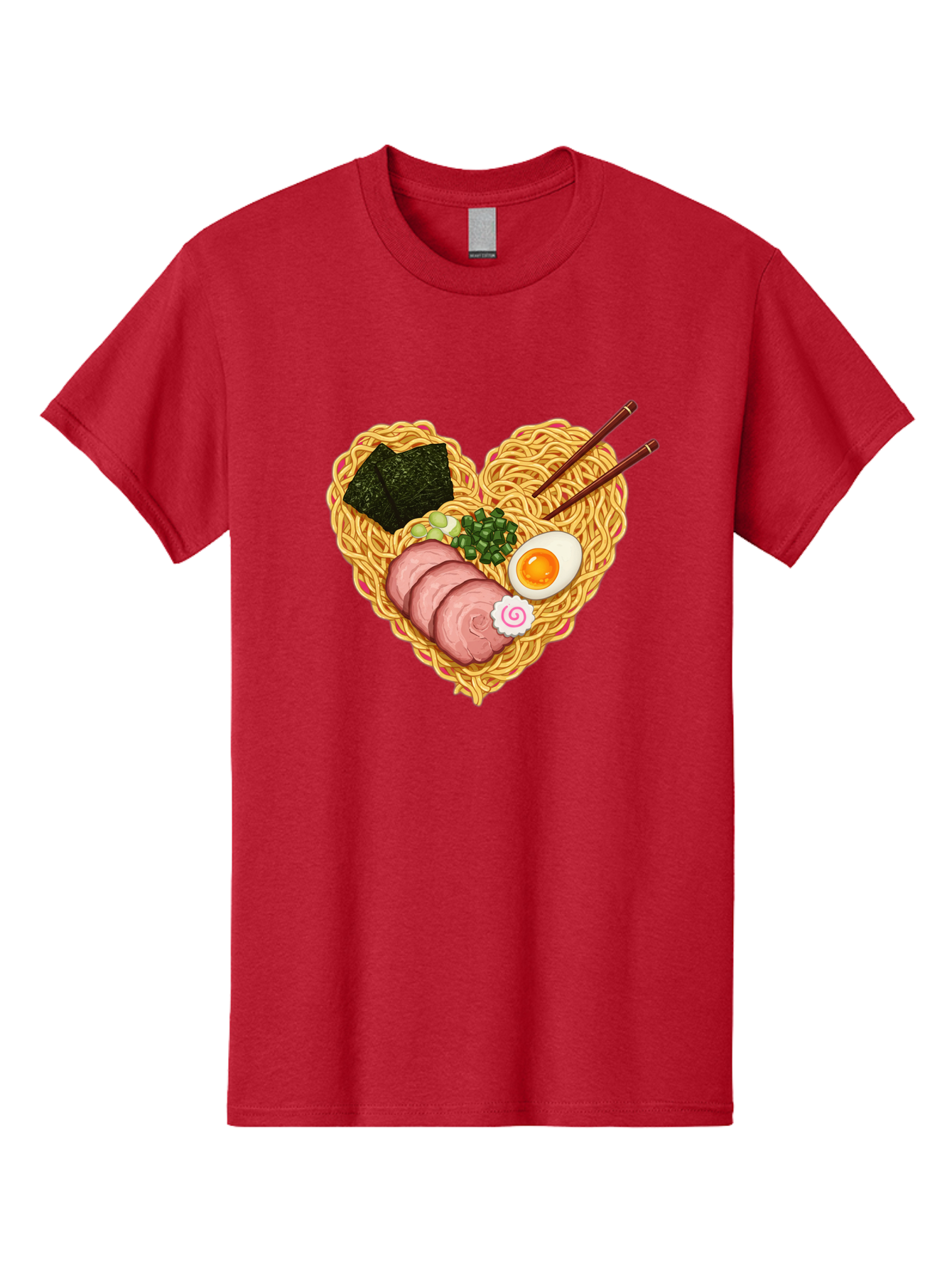Ramen-Noodles Men'S Graphic Tee, 100% Cotton, Comfortable Casual Summer Wear, Machine Washable, Ramen Noodles, Sliced Meat, Boiled Egg, Seaweed, Green Onions, Fish Cake, Japanese Cuisine, Noodle Soup, Chopsticks, Food Art, Culinary Creativity, Bae724