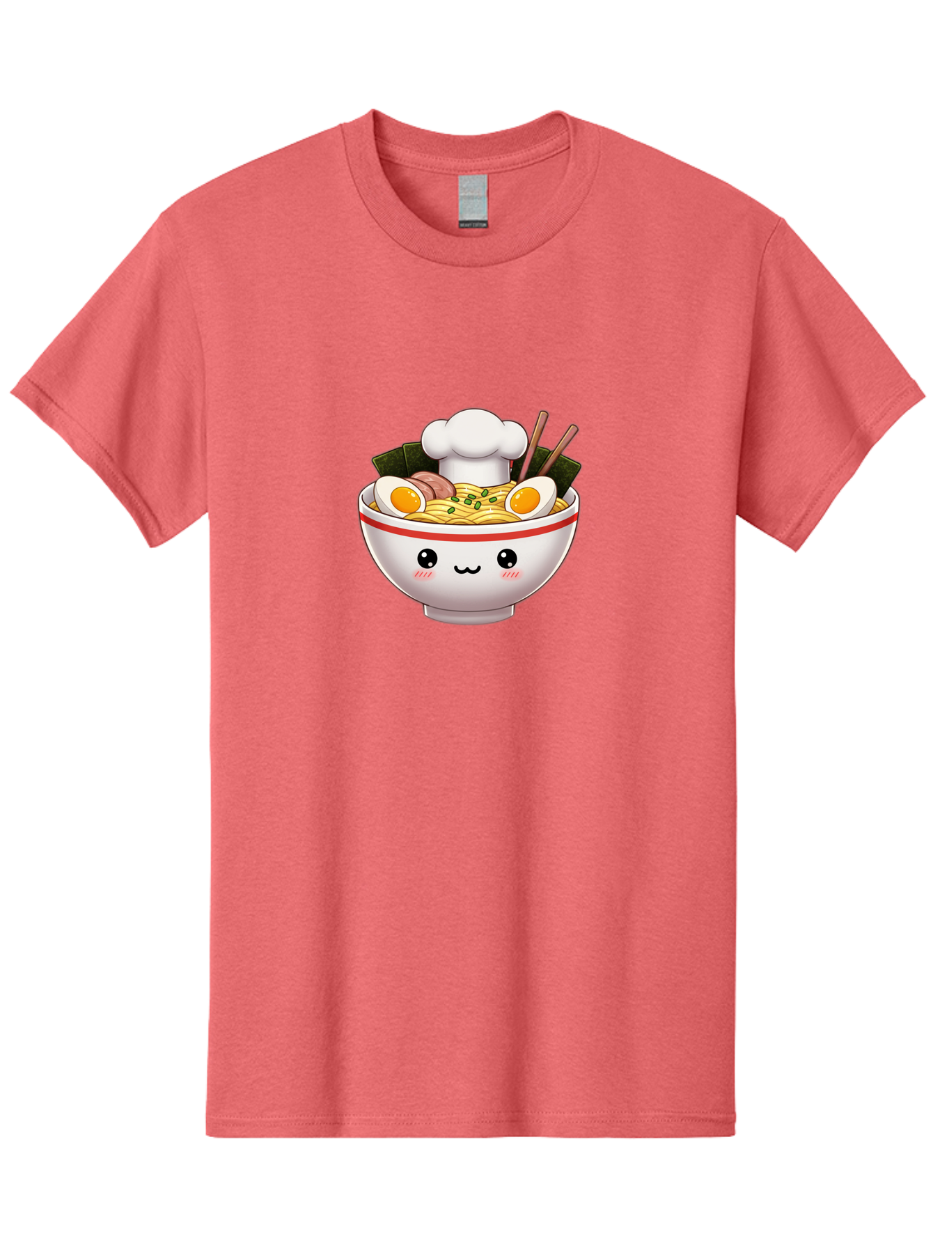 Ramen Men'S Graphic Tee, 100% Cotton, Comfortable Casual Summer Wear, Machine Washable, Cartoon Ramen Bowl, Anime Style Food, Kawaii Character, Delicious Noodles, Boiled Egg, Chopsticks, Savory Meat, Cute Illustration, Japanese Cuisine, Bae728