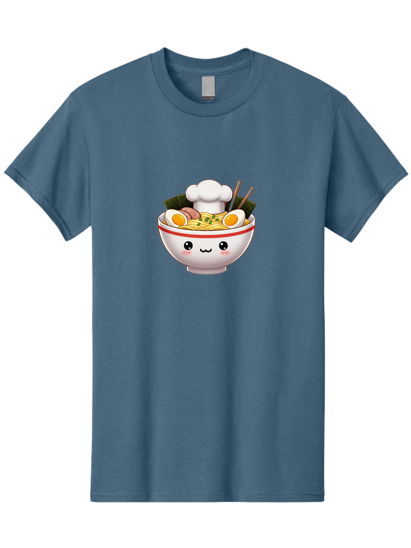 Ramen Men'S Graphic Tee, 100% Cotton, Comfortable Casual Summer Wear, Machine Washable, Cartoon Ramen Bowl, Anime Style Food, Kawaii Character, Delicious Noodles, Boiled Egg, Chopsticks, Savory Meat, Cute Illustration, Japanese Cuisine, Bae728