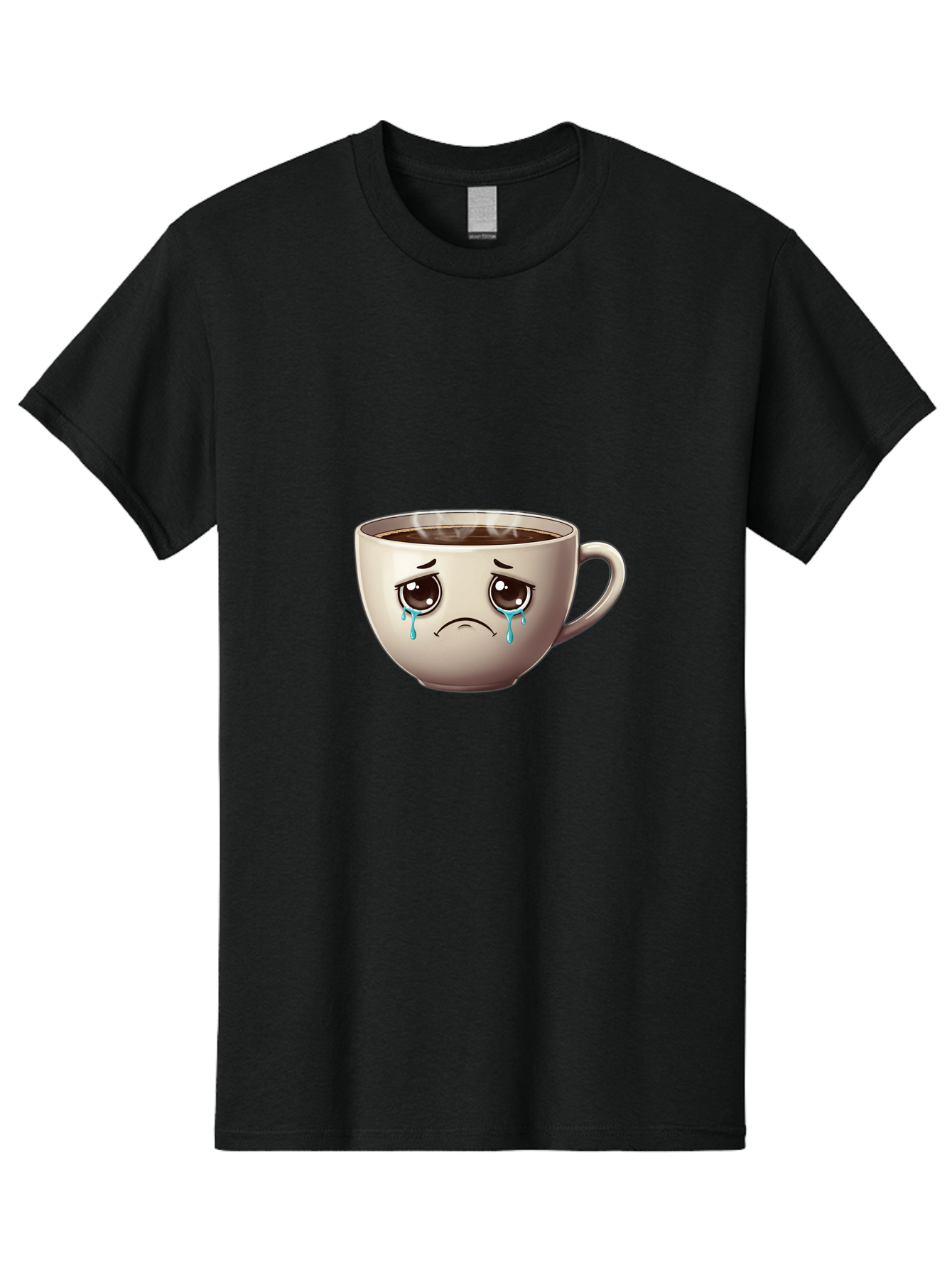 Sad-Coffee-Cup-2 Men'S Graphic Tee, 100% Cotton, Comfortable Casual Summer Wear, Machine Washable, Unhappy Coffee Cup, Sad Face, Crying Emoji, Steaming Hot Coffee, Frowning Face, Emotional Beverage, Coffee Lover'S Distress, Tearful Coffee Cup Bae731