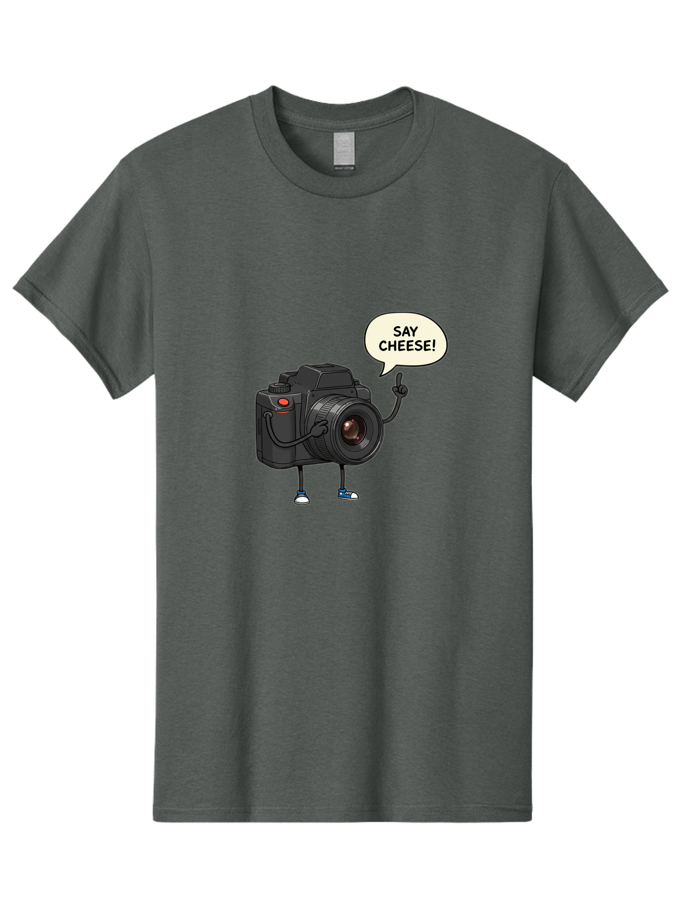 Say-Cheese Men'S Graphic Tee, 100% Cotton, Comfortable Casual Summer Wear, Machine Washable, Cartoon Camera, Funny Character, Photography Humor, Say Cheese!, Camera Character, Comedic Photography, Digital Illustration, Bae734