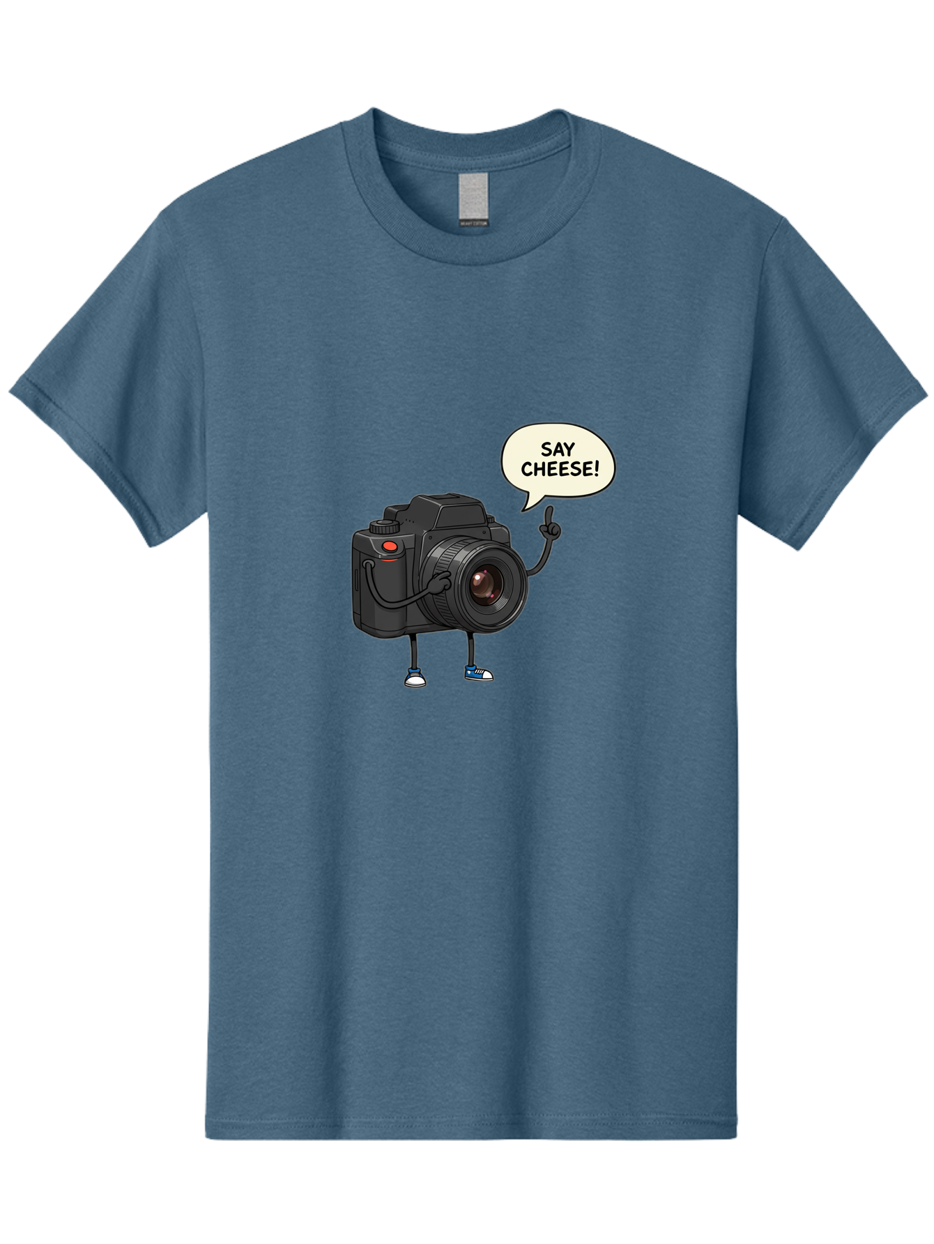 Say-Cheese Men'S Graphic Tee, 100% Cotton, Comfortable Casual Summer Wear, Machine Washable, Cartoon Camera, Funny Character, Photography Humor, Say Cheese!, Camera Character, Comedic Photography, Digital Illustration, Bae734