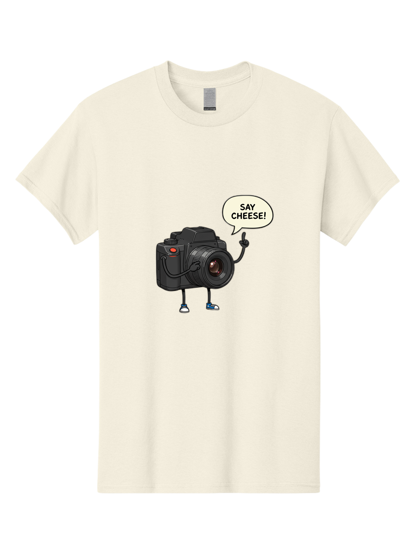 Say-Cheese Men'S Graphic Tee, 100% Cotton, Comfortable Casual Summer Wear, Machine Washable, Cartoon Camera, Funny Character, Photography Humor, Say Cheese!, Camera Character, Comedic Photography, Digital Illustration, Bae734