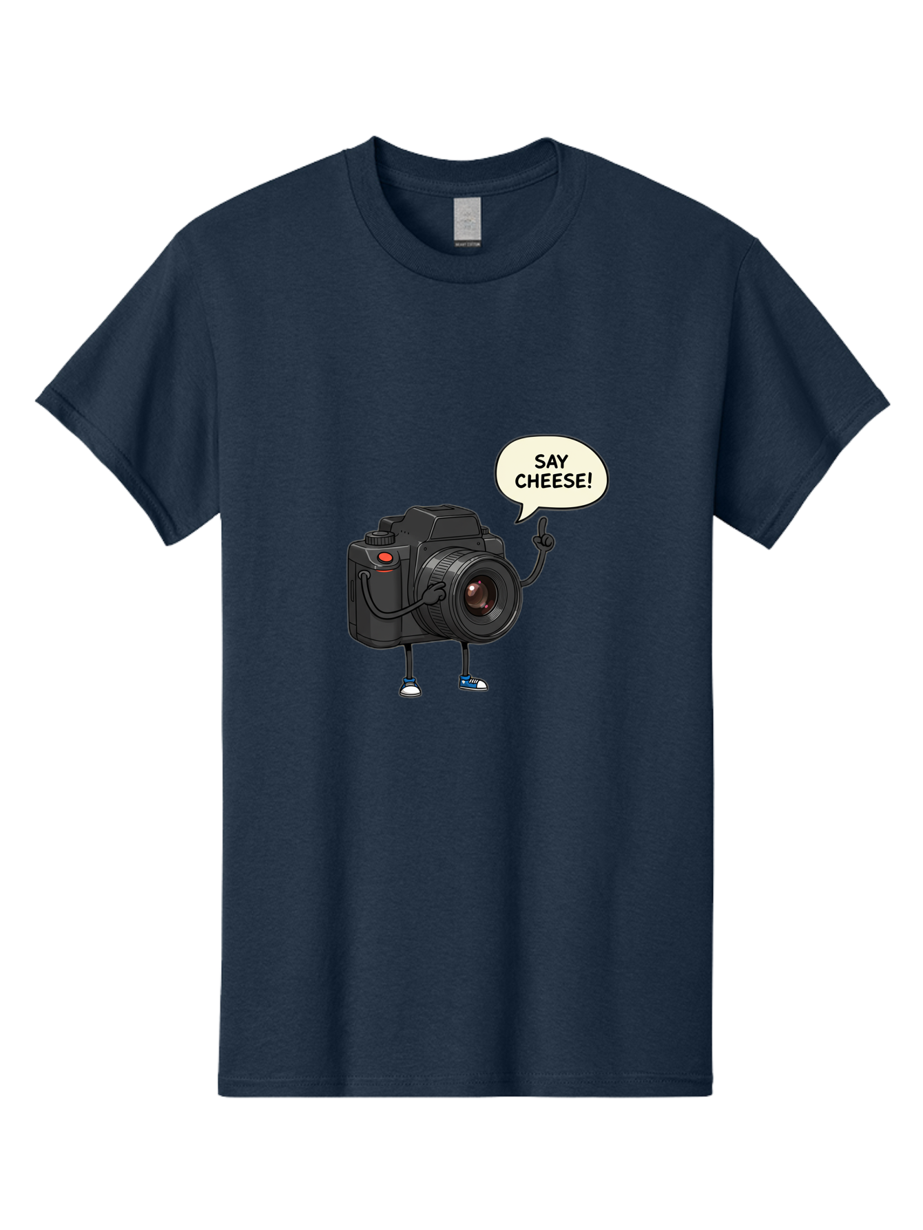 Say-Cheese Men'S Graphic Tee, 100% Cotton, Comfortable Casual Summer Wear, Machine Washable, Cartoon Camera, Funny Character, Photography Humor, Say Cheese!, Camera Character, Comedic Photography, Digital Illustration, Bae734