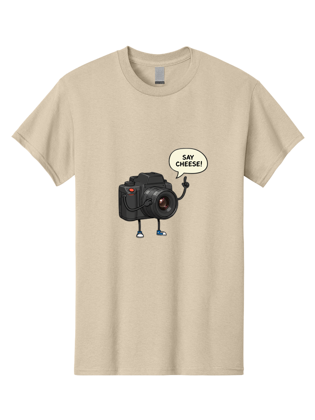 Say-Cheese Men'S Graphic Tee, 100% Cotton, Comfortable Casual Summer Wear, Machine Washable, Cartoon Camera, Funny Character, Photography Humor, Say Cheese!, Camera Character, Comedic Photography, Digital Illustration, Bae734