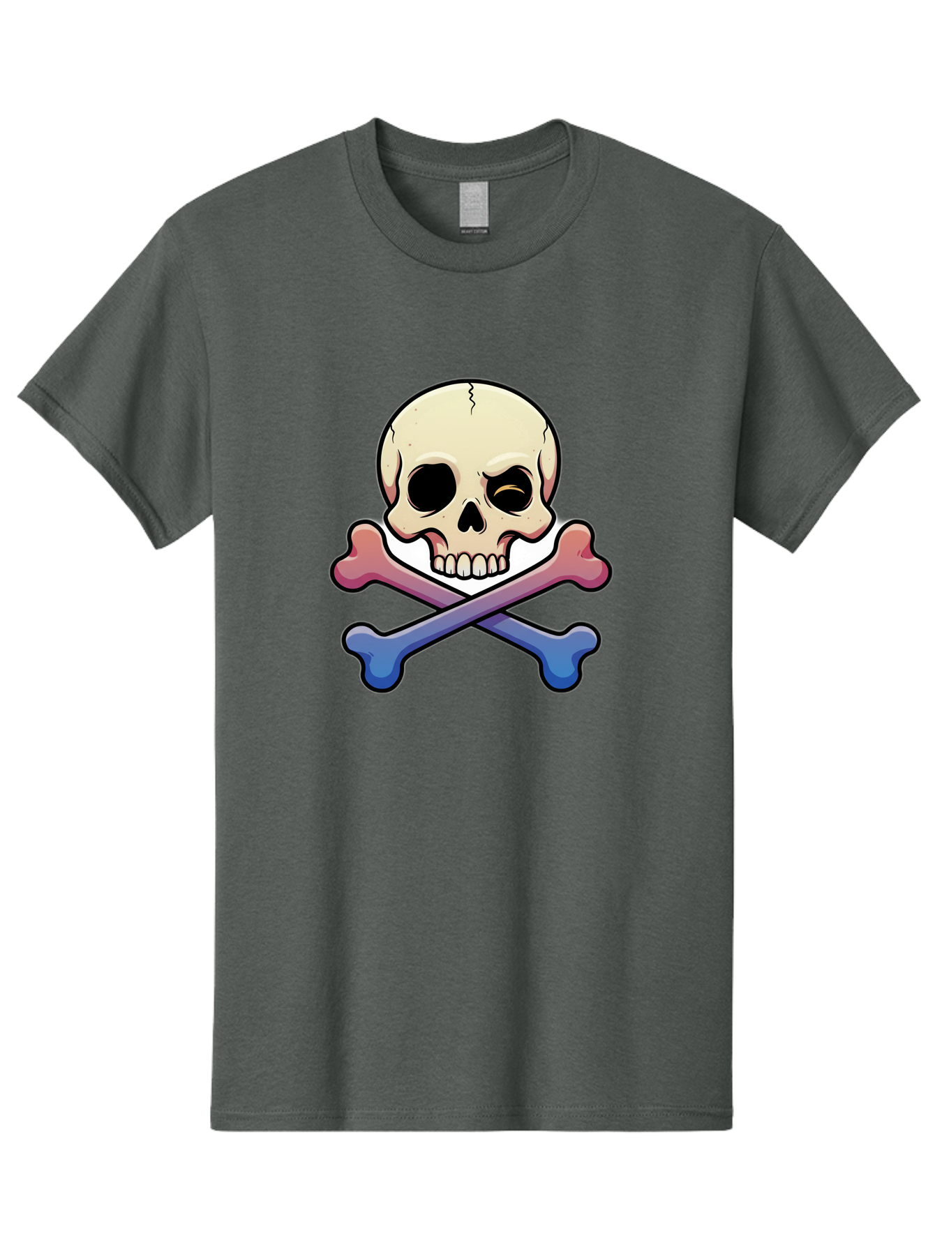 Skull-And-Crossbones Men'S Graphic Tee, 100% Cotton, Comfortable Casual Summer Wear, Machine Washable, Crossed Bones, Human Skull, Poison Symbol, Warning Sign, Cartoon Icon, Grunge Style, Death Symbol, Hazard Warning, Danger Sign, Bae739