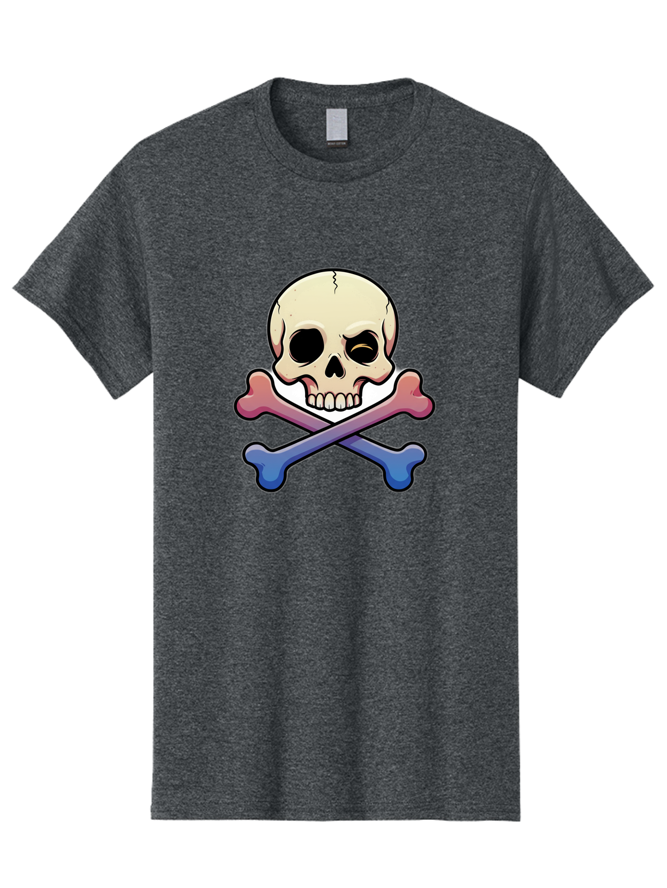 Skull-And-Crossbones Men'S Graphic Tee, 100% Cotton, Comfortable Casual Summer Wear, Machine Washable, Crossed Bones, Human Skull, Poison Symbol, Warning Sign, Cartoon Icon, Grunge Style, Death Symbol, Hazard Warning, Danger Sign, Bae739