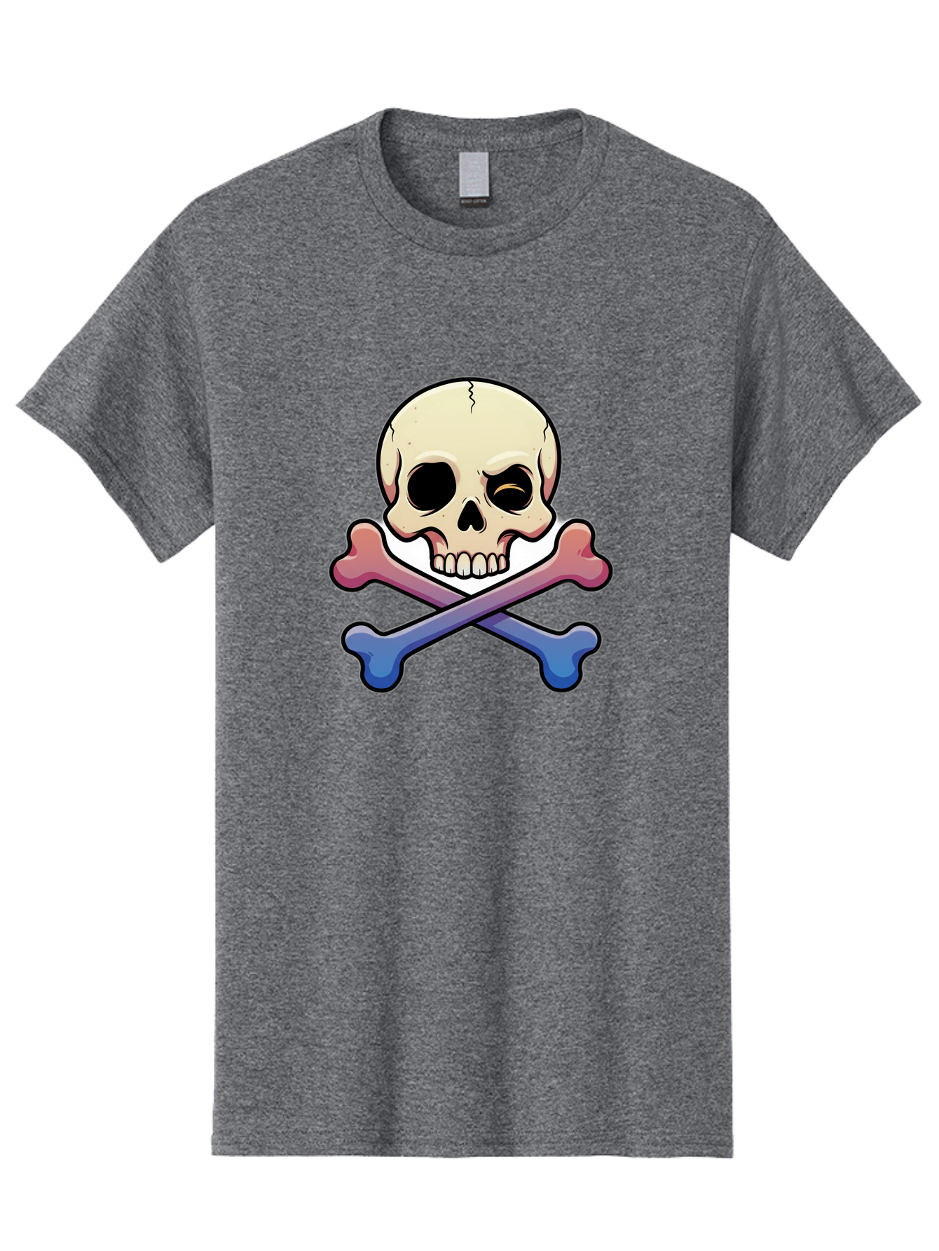 Skull-And-Crossbones Men'S Graphic Tee, 100% Cotton, Comfortable Casual Summer Wear, Machine Washable, Crossed Bones, Human Skull, Poison Symbol, Warning Sign, Cartoon Icon, Grunge Style, Death Symbol, Hazard Warning, Danger Sign, Bae739