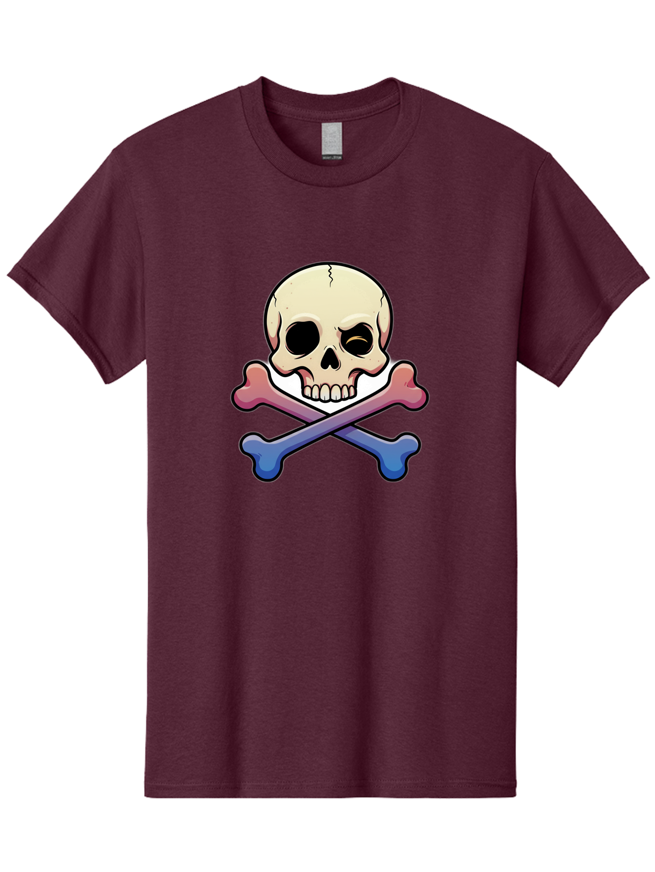 Skull-And-Crossbones Men'S Graphic Tee, 100% Cotton, Comfortable Casual Summer Wear, Machine Washable, Crossed Bones, Human Skull, Poison Symbol, Warning Sign, Cartoon Icon, Grunge Style, Death Symbol, Hazard Warning, Danger Sign, Bae739