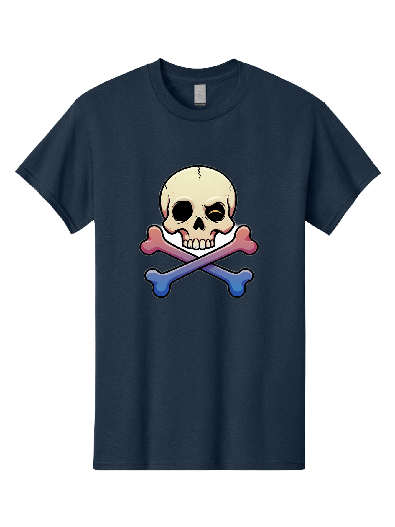 Skull-And-Crossbones Men'S Graphic Tee, 100% Cotton, Comfortable Casual Summer Wear, Machine Washable, Crossed Bones, Human Skull, Poison Symbol, Warning Sign, Cartoon Icon, Grunge Style, Death Symbol, Hazard Warning, Danger Sign, Bae739