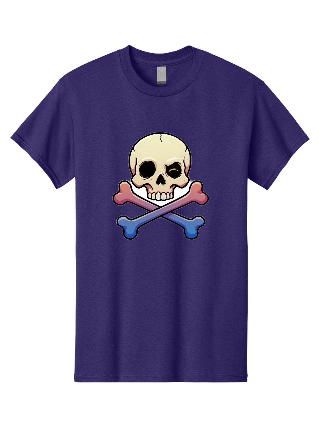 Skull-And-Crossbones Men'S Graphic Tee, 100% Cotton, Comfortable Casual Summer Wear, Machine Washable, Crossed Bones, Human Skull, Poison Symbol, Warning Sign, Cartoon Icon, Grunge Style, Death Symbol, Hazard Warning, Danger Sign, Bae739
