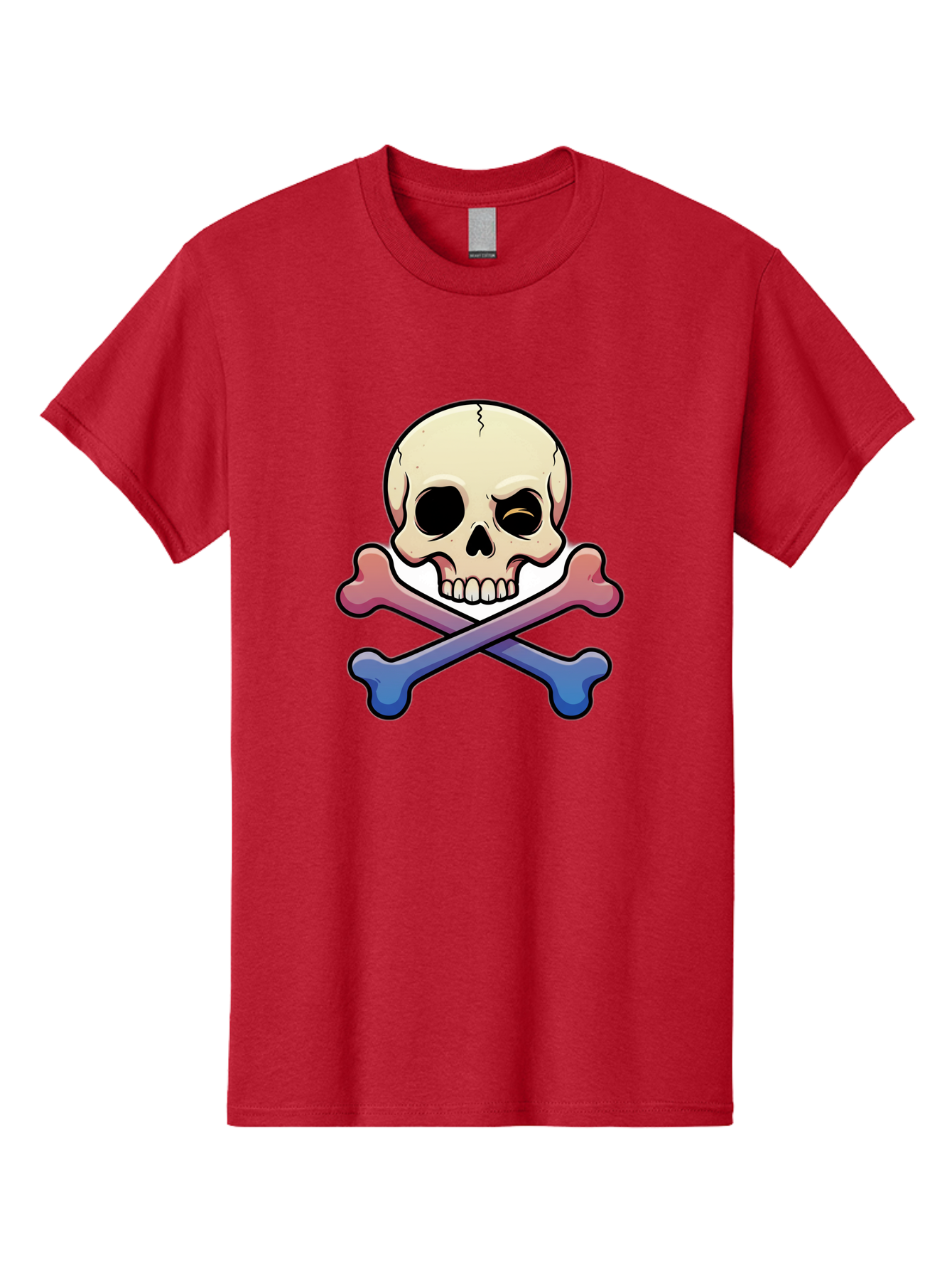 Skull-And-Crossbones Men'S Graphic Tee, 100% Cotton, Comfortable Casual Summer Wear, Machine Washable, Crossed Bones, Human Skull, Poison Symbol, Warning Sign, Cartoon Icon, Grunge Style, Death Symbol, Hazard Warning, Danger Sign, Bae739