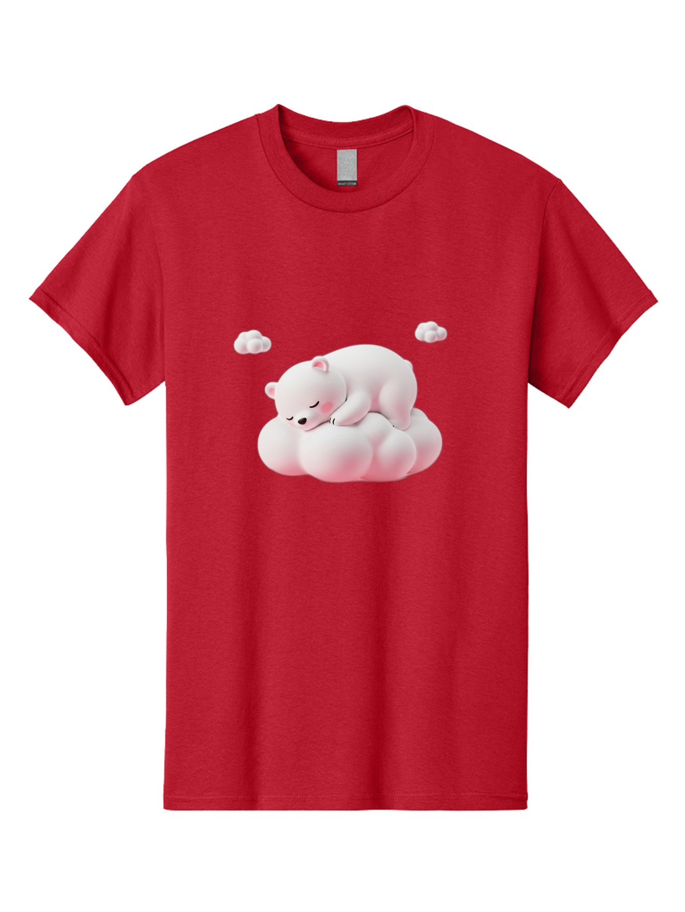 Sleeping-Polar-Bear-1 Men'S Graphic Tee, 100% Cotton, Comfortable Casual Summer Wear, Machine Washable, Sleeping Polar Bear, Cute Cartoon Animal, Peaceful Slumber, Fluffy White Bear, Serene Atmosphere, Adorable Illustration, Soft Pink Clouds, Bae740