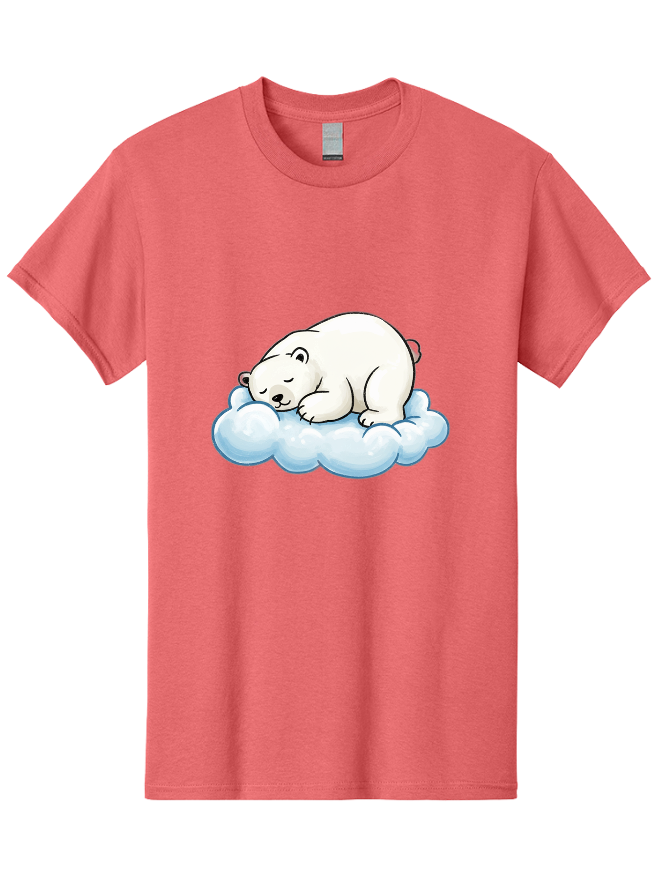 Sleeping-Polar-Bear-10 Men'S Graphic Tee, 100% Cotton, Comfortable Casual Summer Wear, Machine Washable, Sleeping Polar Bear, Cute Cartoon Character, White Fur, Fluffy Cloud, Peaceful Slumber, Adorable Illustration, Dreamy Atmosphere, Bae741