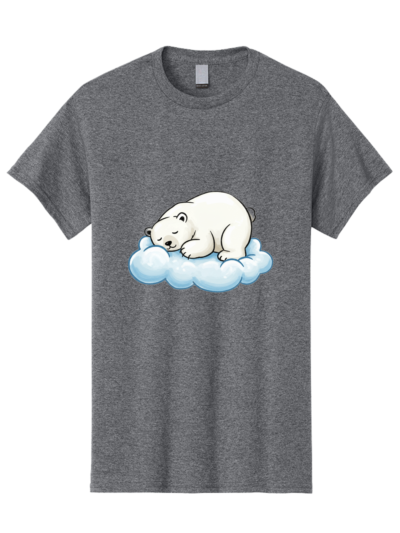 Sleeping-Polar-Bear-10 Men'S Graphic Tee, 100% Cotton, Comfortable Casual Summer Wear, Machine Washable, Sleeping Polar Bear, Cute Cartoon Character, White Fur, Fluffy Cloud, Peaceful Slumber, Adorable Illustration, Dreamy Atmosphere, Bae741