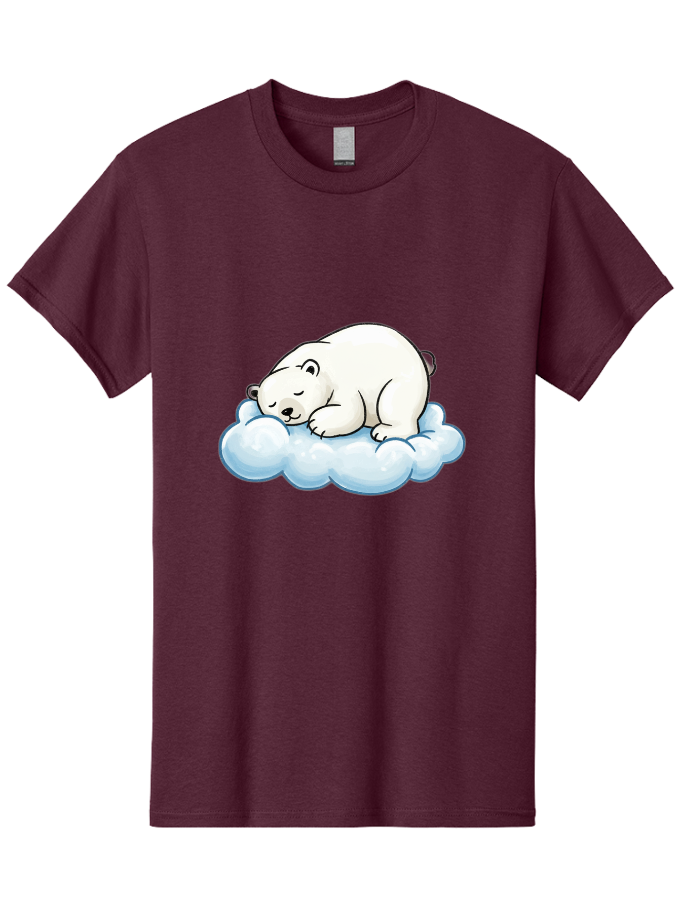 Sleeping-Polar-Bear-10 Men'S Graphic Tee, 100% Cotton, Comfortable Casual Summer Wear, Machine Washable, Sleeping Polar Bear, Cute Cartoon Character, White Fur, Fluffy Cloud, Peaceful Slumber, Adorable Illustration, Dreamy Atmosphere, Bae741