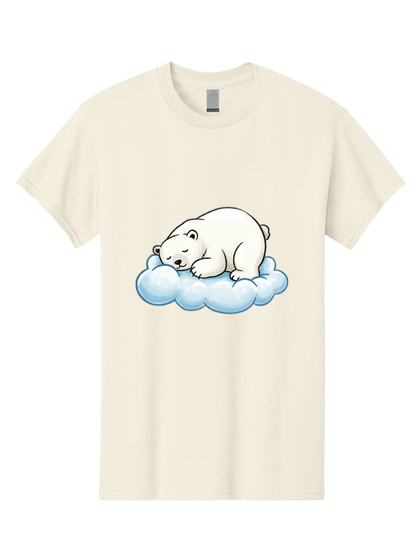 Sleeping-Polar-Bear-10 Men'S Graphic Tee, 100% Cotton, Comfortable Casual Summer Wear, Machine Washable, Sleeping Polar Bear, Cute Cartoon Character, White Fur, Fluffy Cloud, Peaceful Slumber, Adorable Illustration, Dreamy Atmosphere, Bae741