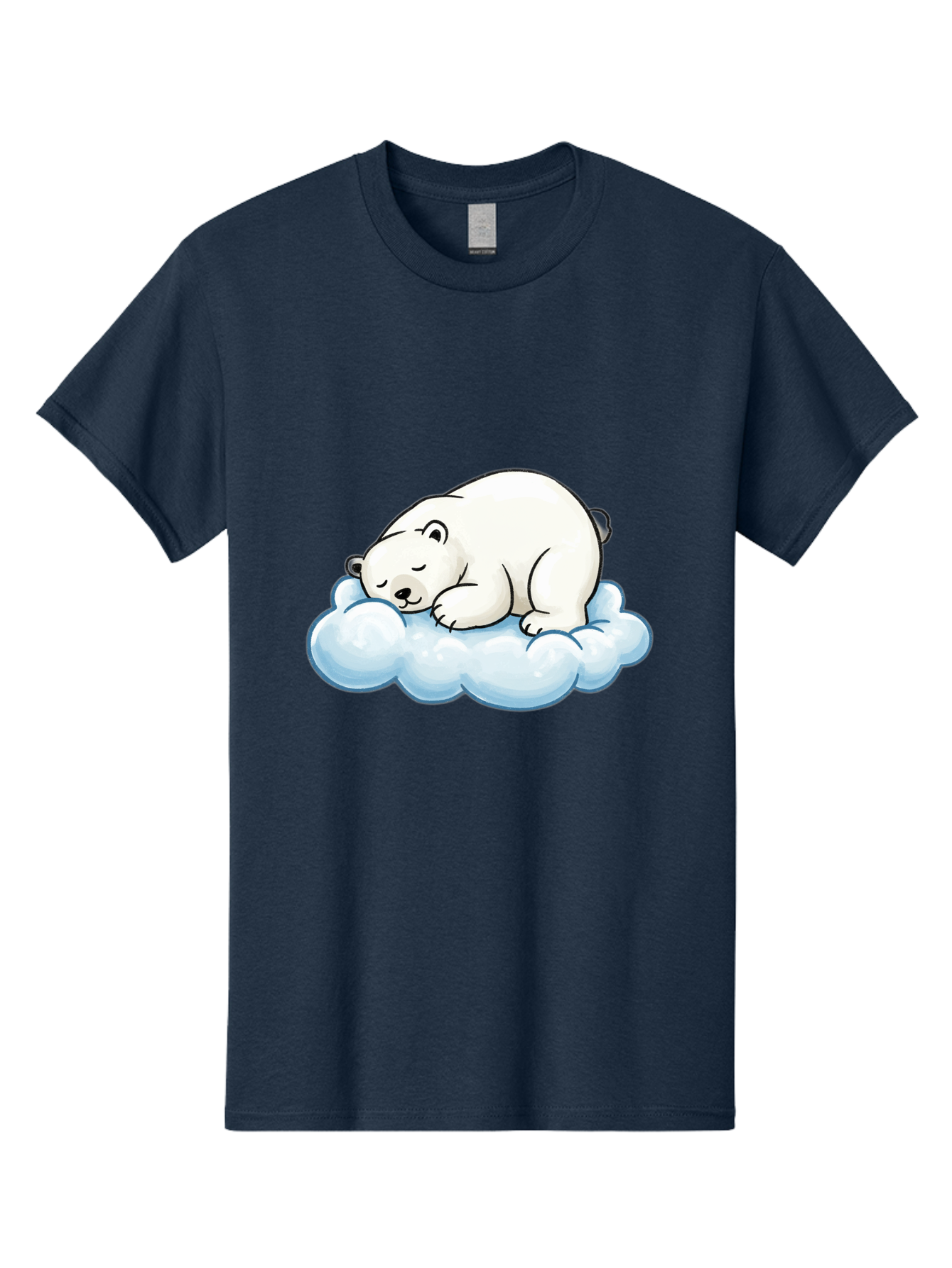 Sleeping-Polar-Bear-10 Men'S Graphic Tee, 100% Cotton, Comfortable Casual Summer Wear, Machine Washable, Sleeping Polar Bear, Cute Cartoon Character, White Fur, Fluffy Cloud, Peaceful Slumber, Adorable Illustration, Dreamy Atmosphere, Bae741