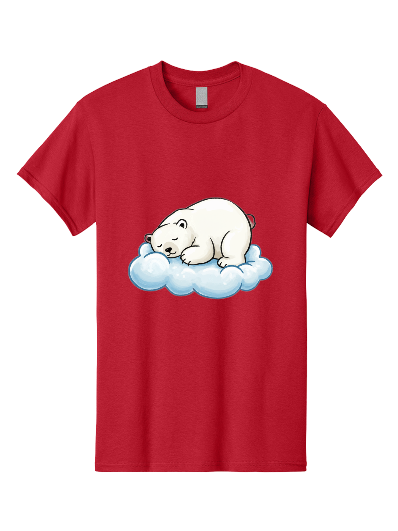 Sleeping-Polar-Bear-10 Men'S Graphic Tee, 100% Cotton, Comfortable Casual Summer Wear, Machine Washable, Sleeping Polar Bear, Cute Cartoon Character, White Fur, Fluffy Cloud, Peaceful Slumber, Adorable Illustration, Dreamy Atmosphere, Bae741