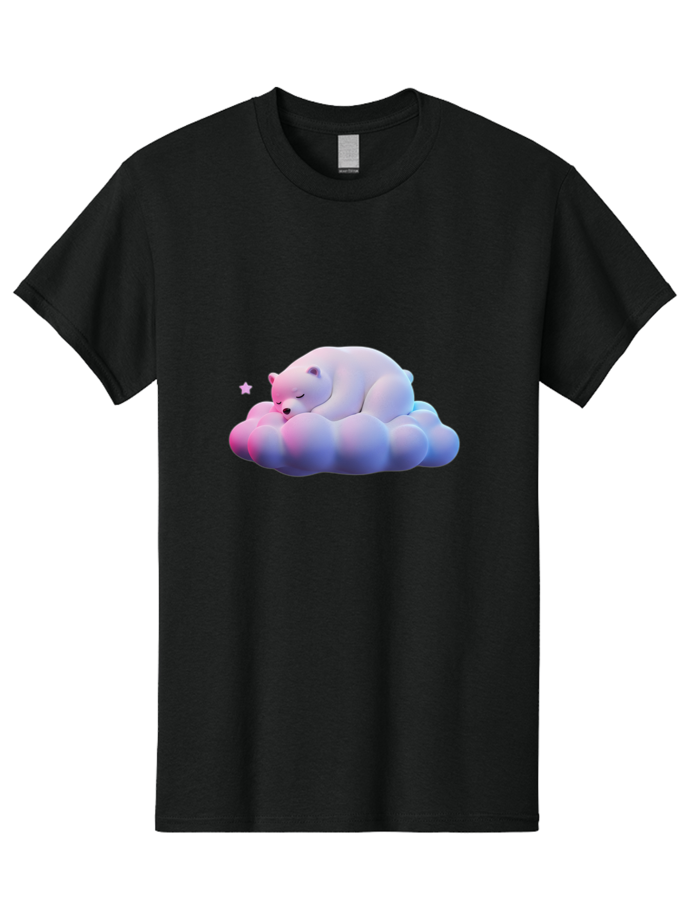 Sleeping-Polar-Bear-11 Men'S Graphic Tee, 100% Cotton, Comfortable Casual Summer Wear, Machine Washable, Sleeping Polar Bear, White Bear, Cloud, Dreamy Scene, Peaceful Slumber, Serene Atmosphere, Cute Bear, Cartoon Style Bae742