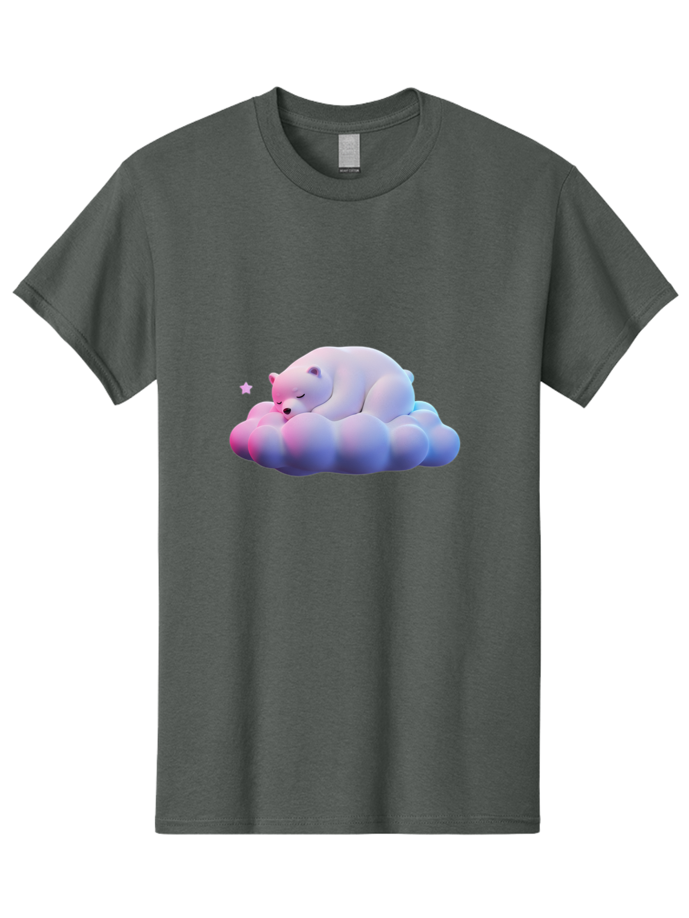 Sleeping-Polar-Bear-11 Men'S Graphic Tee, 100% Cotton, Comfortable Casual Summer Wear, Machine Washable, Sleeping Polar Bear, White Bear, Cloud, Dreamy Scene, Peaceful Slumber, Serene Atmosphere, Cute Bear, Cartoon Style Bae742