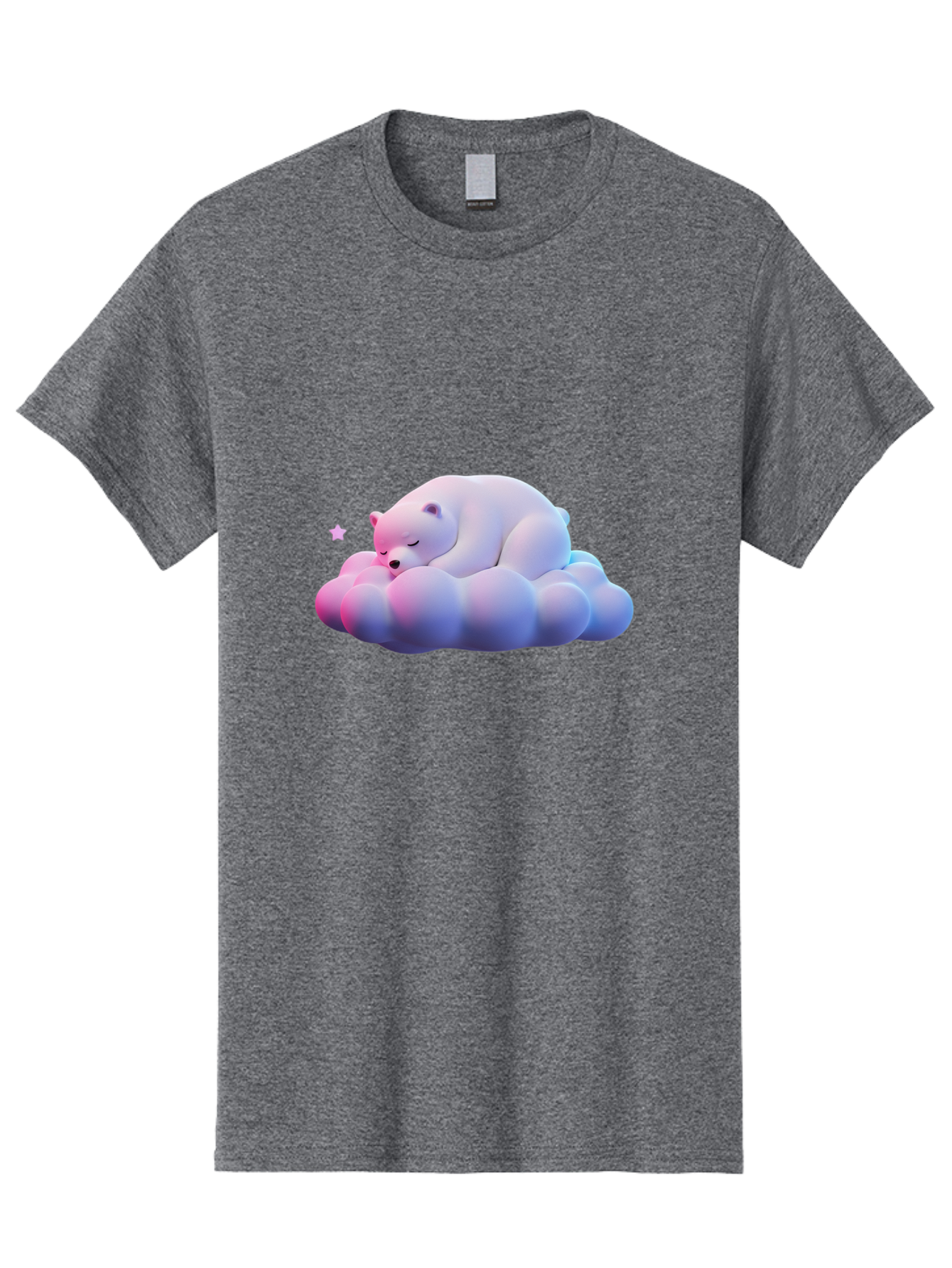 Sleeping-Polar-Bear-11 Men'S Graphic Tee, 100% Cotton, Comfortable Casual Summer Wear, Machine Washable, Sleeping Polar Bear, White Bear, Cloud, Dreamy Scene, Peaceful Slumber, Serene Atmosphere, Cute Bear, Cartoon Style Bae742