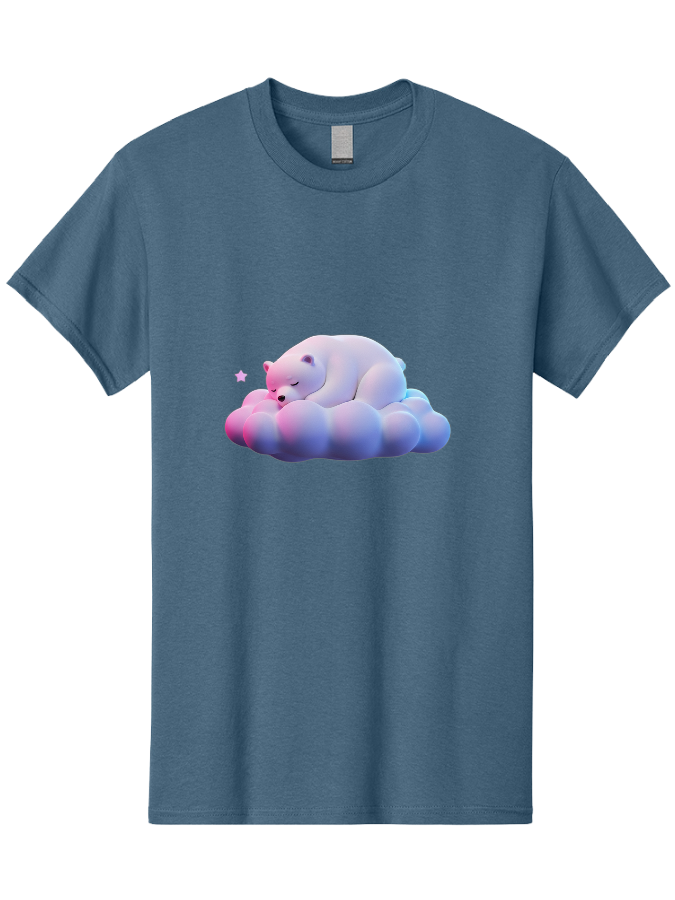 Sleeping-Polar-Bear-11 Men'S Graphic Tee, 100% Cotton, Comfortable Casual Summer Wear, Machine Washable, Sleeping Polar Bear, White Bear, Cloud, Dreamy Scene, Peaceful Slumber, Serene Atmosphere, Cute Bear, Cartoon Style Bae742