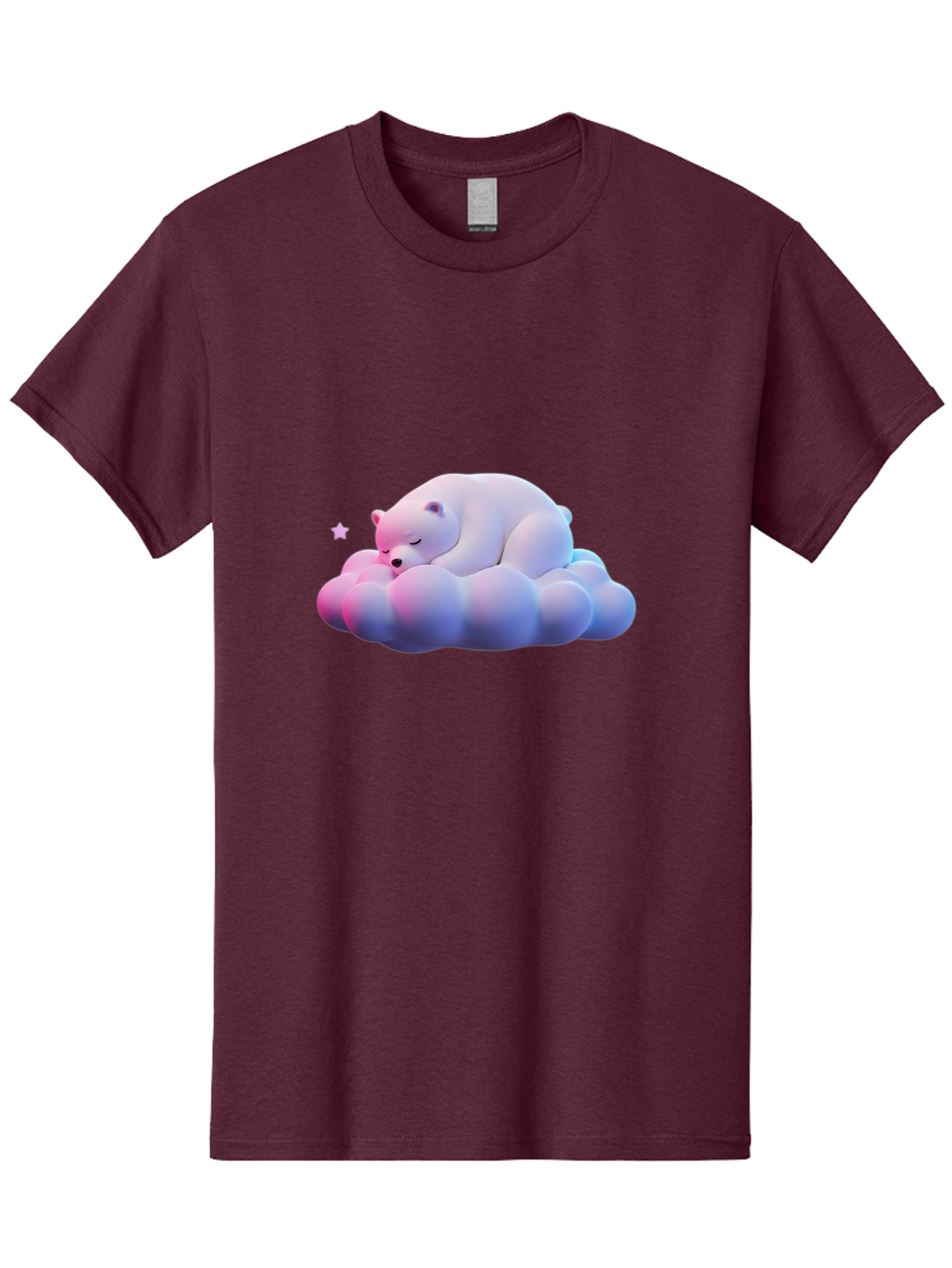 Sleeping-Polar-Bear-11 Men'S Graphic Tee, 100% Cotton, Comfortable Casual Summer Wear, Machine Washable, Sleeping Polar Bear, White Bear, Cloud, Dreamy Scene, Peaceful Slumber, Serene Atmosphere, Cute Bear, Cartoon Style Bae742