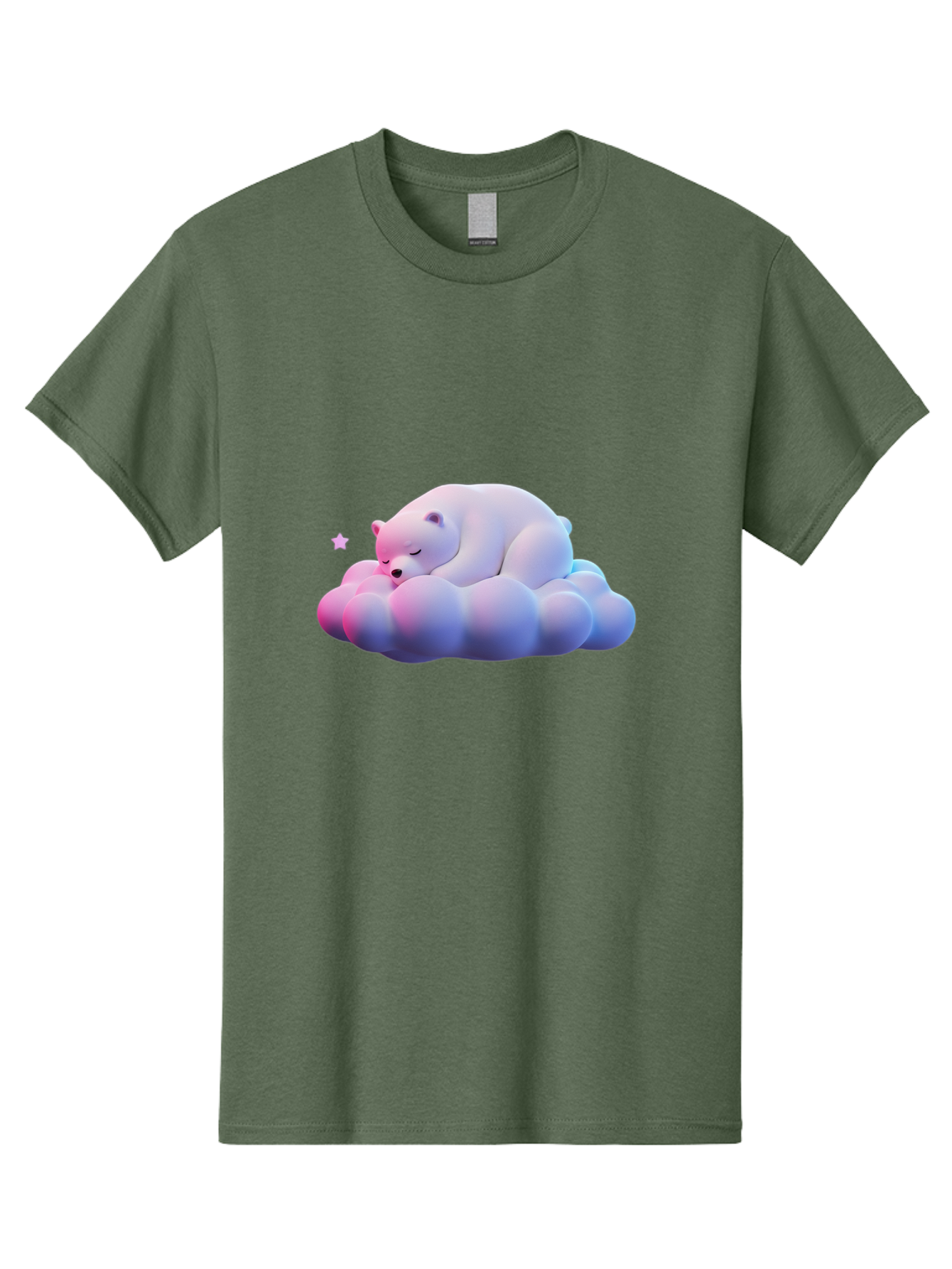 Sleeping-Polar-Bear-11 Men'S Graphic Tee, 100% Cotton, Comfortable Casual Summer Wear, Machine Washable, Sleeping Polar Bear, White Bear, Cloud, Dreamy Scene, Peaceful Slumber, Serene Atmosphere, Cute Bear, Cartoon Style Bae742
