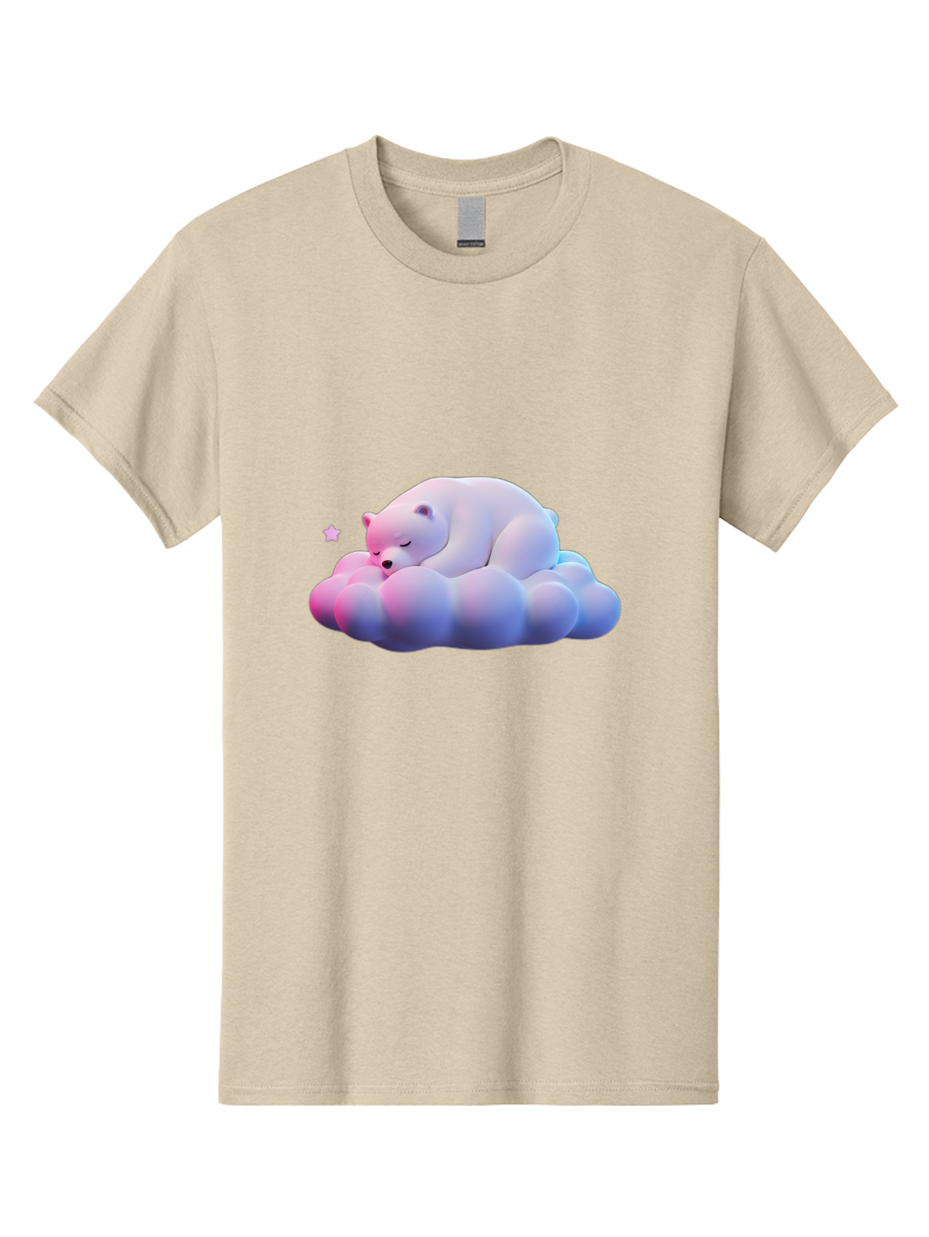 Sleeping-Polar-Bear-11 Men'S Graphic Tee, 100% Cotton, Comfortable Casual Summer Wear, Machine Washable, Sleeping Polar Bear, White Bear, Cloud, Dreamy Scene, Peaceful Slumber, Serene Atmosphere, Cute Bear, Cartoon Style Bae742