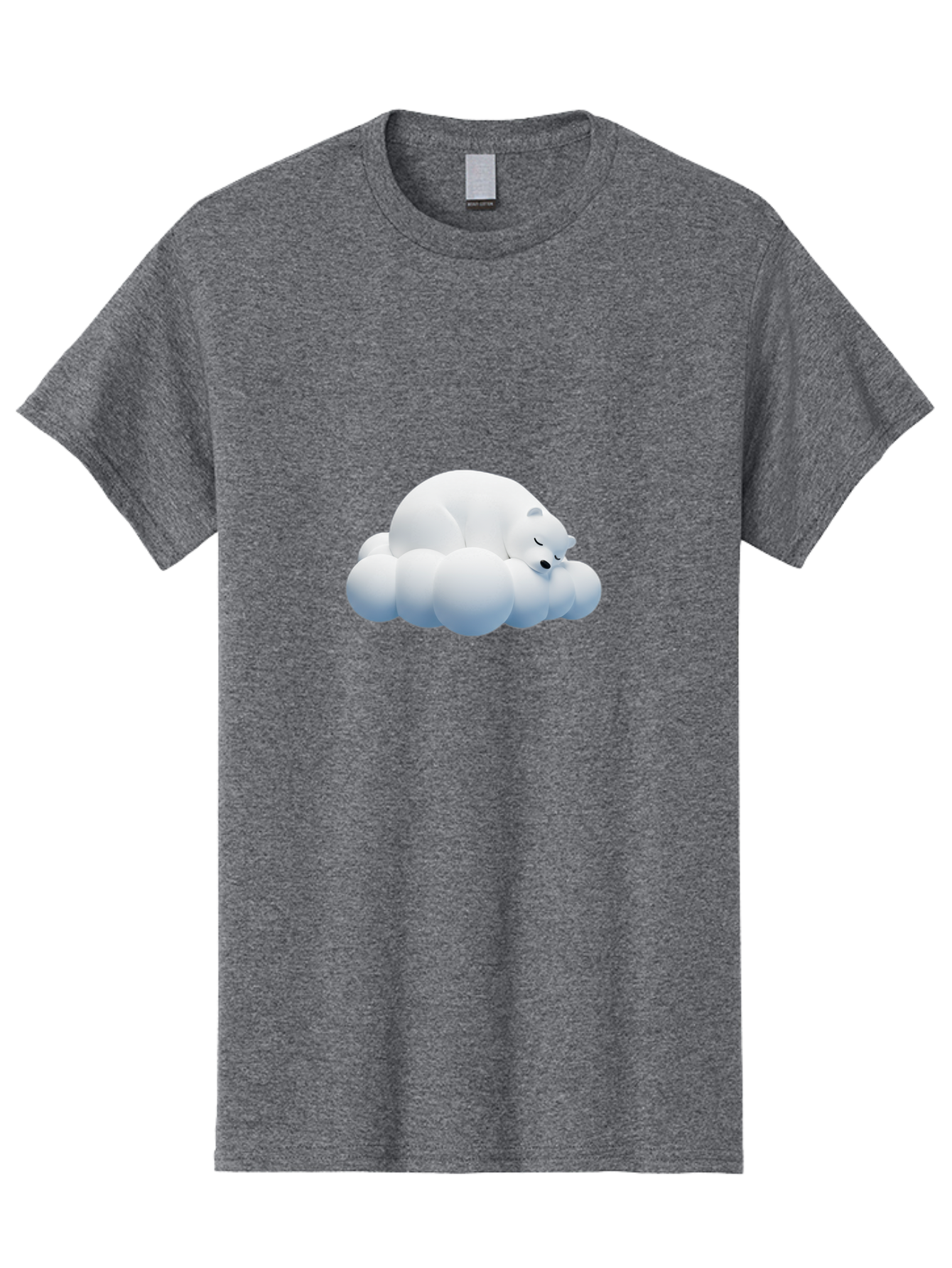 Sleeping-Polar-Bear-2 Men'S Graphic Tee, 100% Cotton, Comfortable Casual Summer Wear, Machine Washable, Sleeping Polar Bear On Cloud, Peaceful Slumber, Serene Atmosphere, Cute Cartoon Character, Relaxing Illustration, Sweet Dreams, Calmness, Bae743