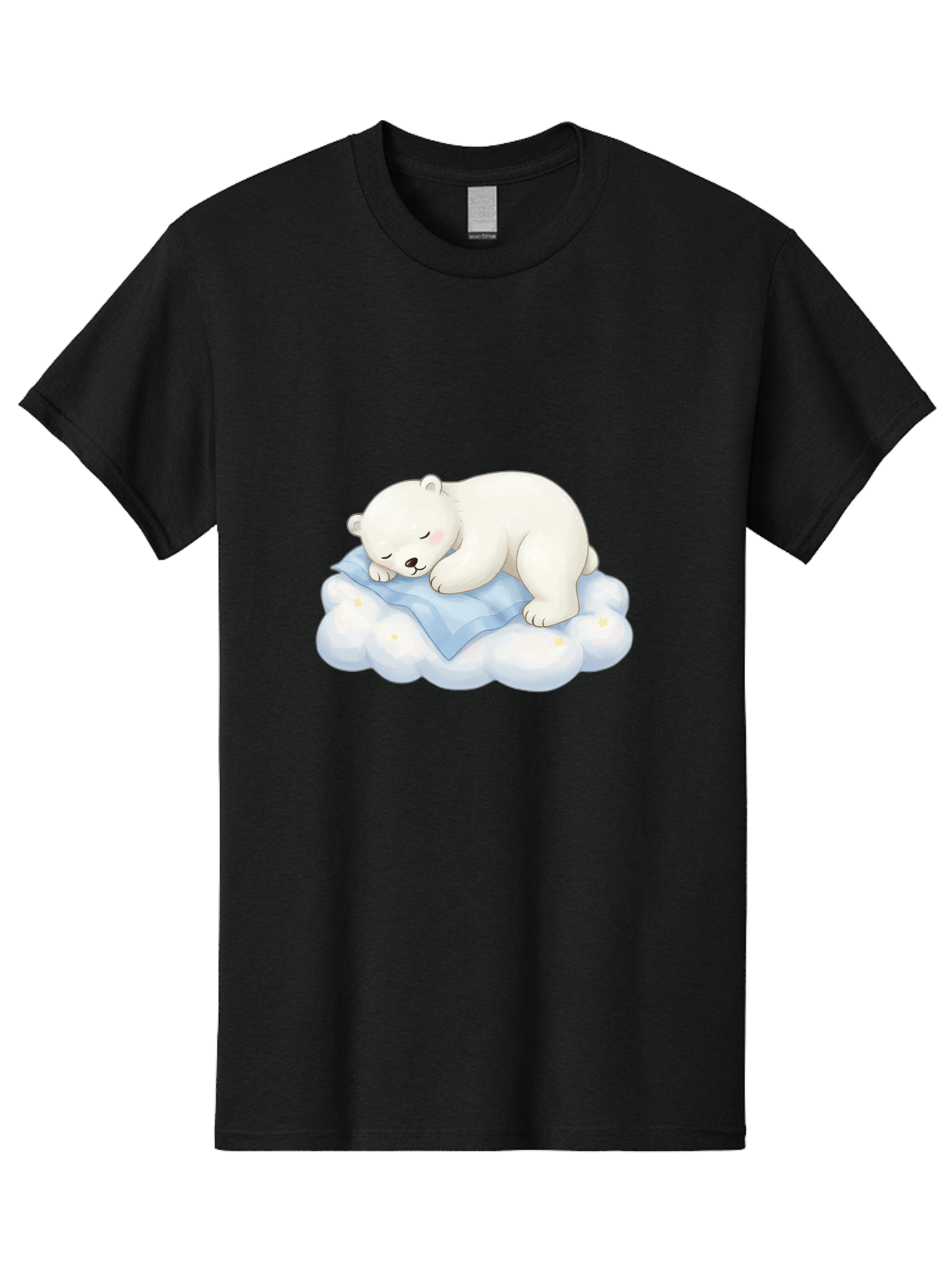 Sleeping-Polar-Bear-3 Men'S Graphic Tee, 100% Cotton, Comfortable Casual Summer Wear, Machine Washable, Polar Bear Sleeping On Cloud, Cute Cartoon Bear, Peaceful Slumber, Fluffy White Bear, Serene Atmosphere, Adorable Animal, Kawaii Bae744
