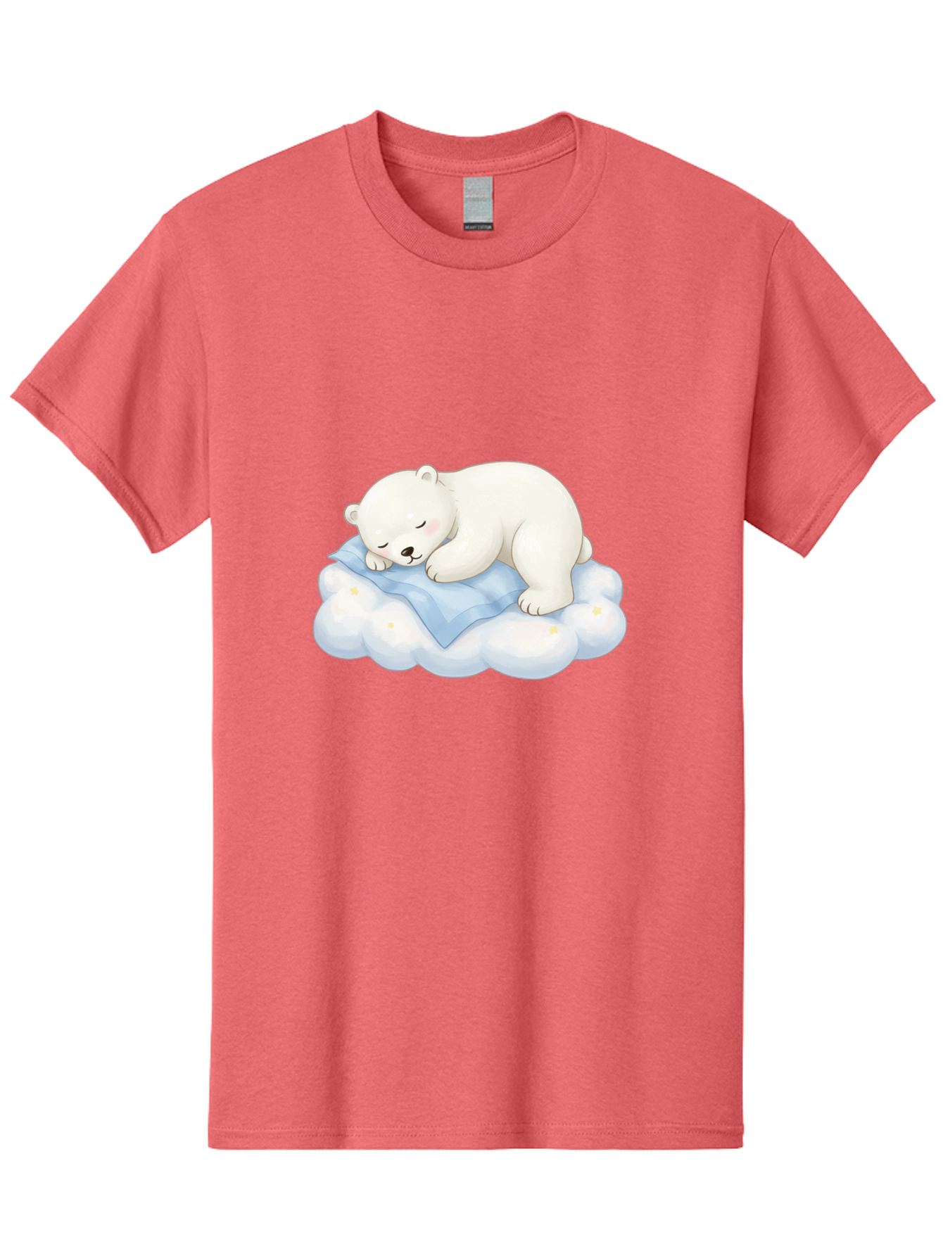 Sleeping-Polar-Bear-3 Men'S Graphic Tee, 100% Cotton, Comfortable Casual Summer Wear, Machine Washable, Polar Bear Sleeping On Cloud, Cute Cartoon Bear, Peaceful Slumber, Fluffy White Bear, Serene Atmosphere, Adorable Animal, Kawaii Bae744