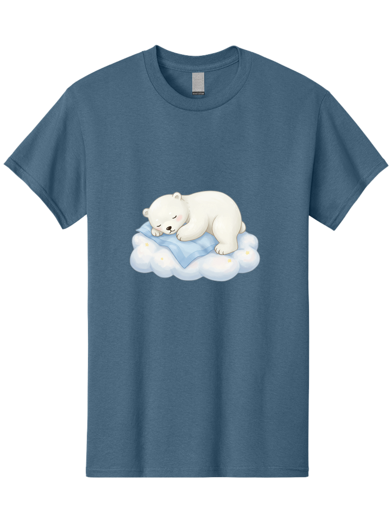 Sleeping-Polar-Bear-3 Men'S Graphic Tee, 100% Cotton, Comfortable Casual Summer Wear, Machine Washable, Polar Bear Sleeping On Cloud, Cute Cartoon Bear, Peaceful Slumber, Fluffy White Bear, Serene Atmosphere, Adorable Animal, Kawaii Bae744