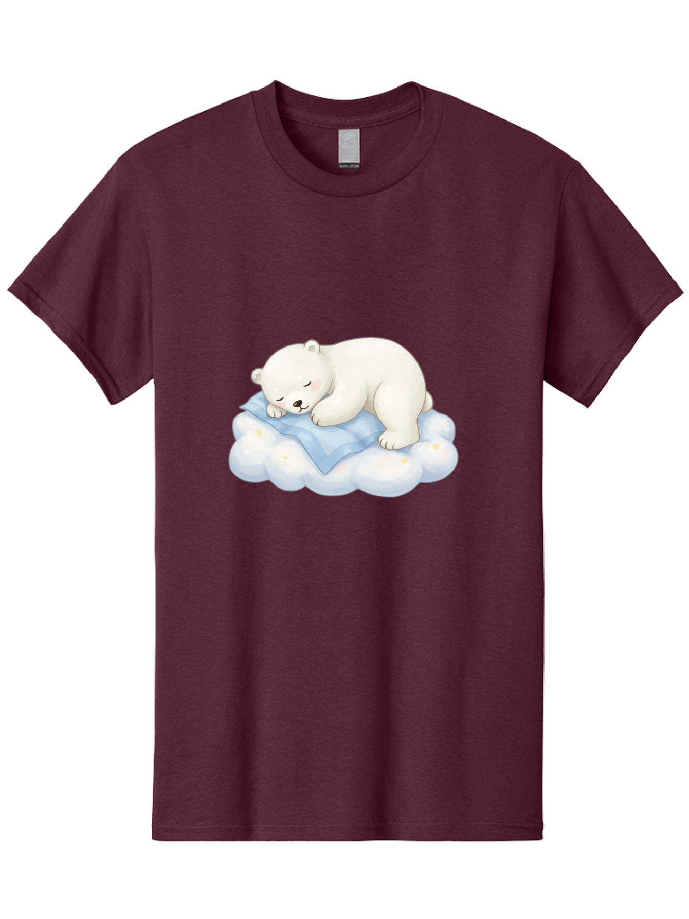 Sleeping-Polar-Bear-3 Men'S Graphic Tee, 100% Cotton, Comfortable Casual Summer Wear, Machine Washable, Polar Bear Sleeping On Cloud, Cute Cartoon Bear, Peaceful Slumber, Fluffy White Bear, Serene Atmosphere, Adorable Animal, Kawaii Bae744