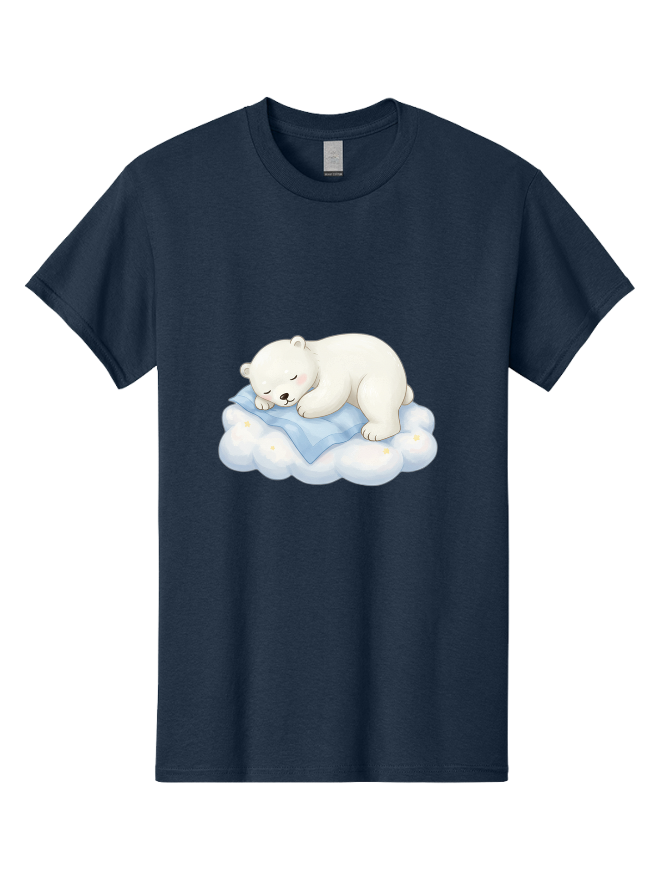 Sleeping-Polar-Bear-3 Men'S Graphic Tee, 100% Cotton, Comfortable Casual Summer Wear, Machine Washable, Polar Bear Sleeping On Cloud, Cute Cartoon Bear, Peaceful Slumber, Fluffy White Bear, Serene Atmosphere, Adorable Animal, Kawaii Bae744