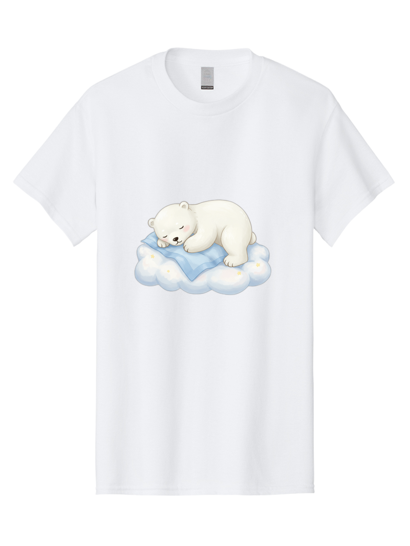 Sleeping-Polar-Bear-3 Men'S Graphic Tee, 100% Cotton, Comfortable Casual Summer Wear, Machine Washable, Polar Bear Sleeping On Cloud, Cute Cartoon Bear, Peaceful Slumber, Fluffy White Bear, Serene Atmosphere, Adorable Animal, Kawaii Bae744