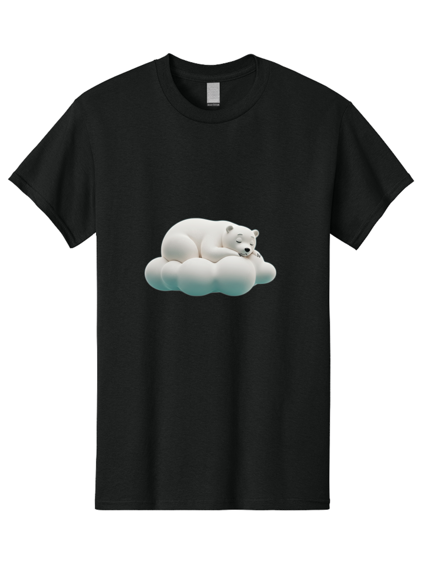 Sleeping-Polar-Bear-4 Men'S Graphic Tee, 100% Cotton, Comfortable Casual Summer Wear, Machine Washable, Polar Bear Sleeping On Cloud, Cute Animal, Serene Atmosphere, Peaceful Slumber, Adorable, White Polar Bear, Cartoon Style, 3D Rendering Bae745