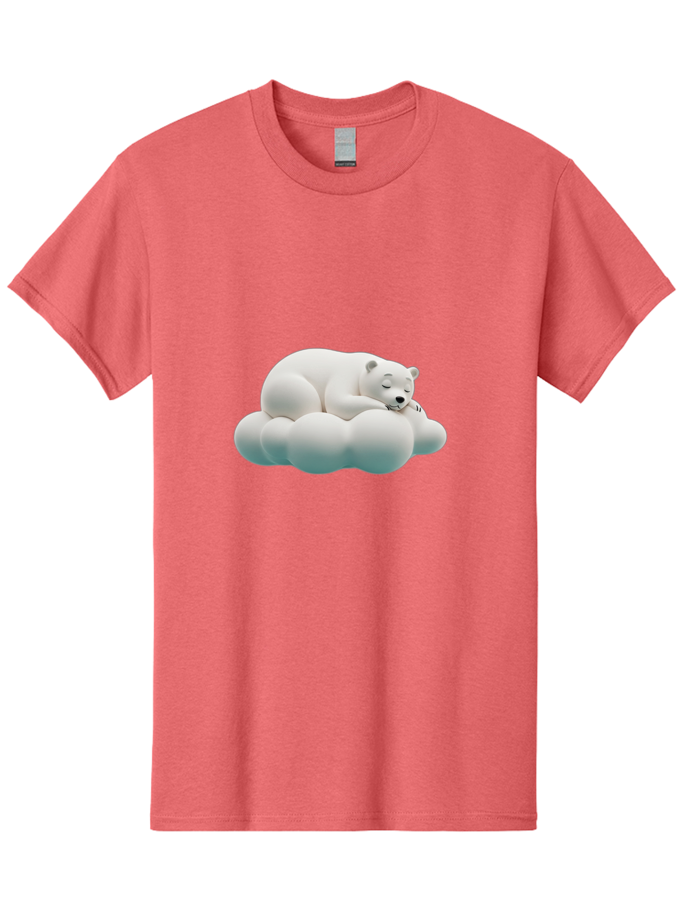 Sleeping-Polar-Bear-4 Men'S Graphic Tee, 100% Cotton, Comfortable Casual Summer Wear, Machine Washable, Polar Bear Sleeping On Cloud, Cute Animal, Serene Atmosphere, Peaceful Slumber, Adorable, White Polar Bear, Cartoon Style, 3D Rendering Bae745